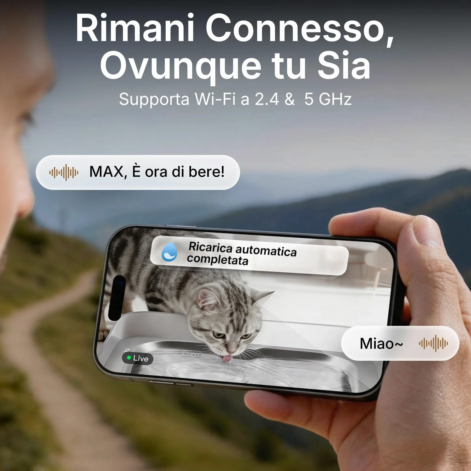 PETKIT EVERSWEET ULTRA Fontanella Intelligente per Gatti 5L, Riconoscimento AI, Controllo App, Ultra Silenziosa 26dB, Separazione Acqua Pulita/Sporca, Vassoio Acciaio Inox, Lavabile in Lavastoviglie