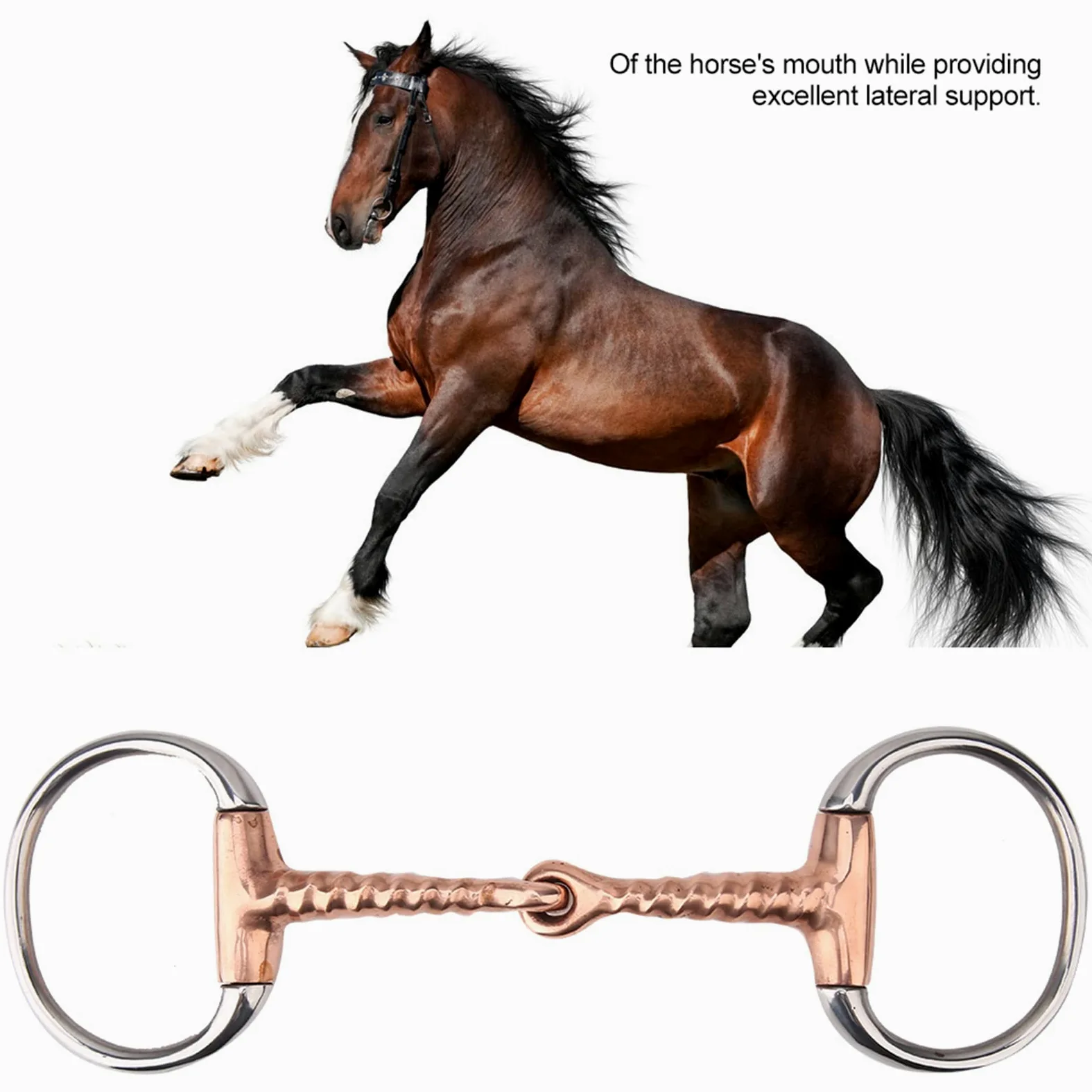 Filetto per Cavalli, Filetto in Acciaio Inossidabile Filetto in Rame Cavatappi Bocca Filetto per Cavallo Morso per Cavallo Forniture per Cavalli da Masticare