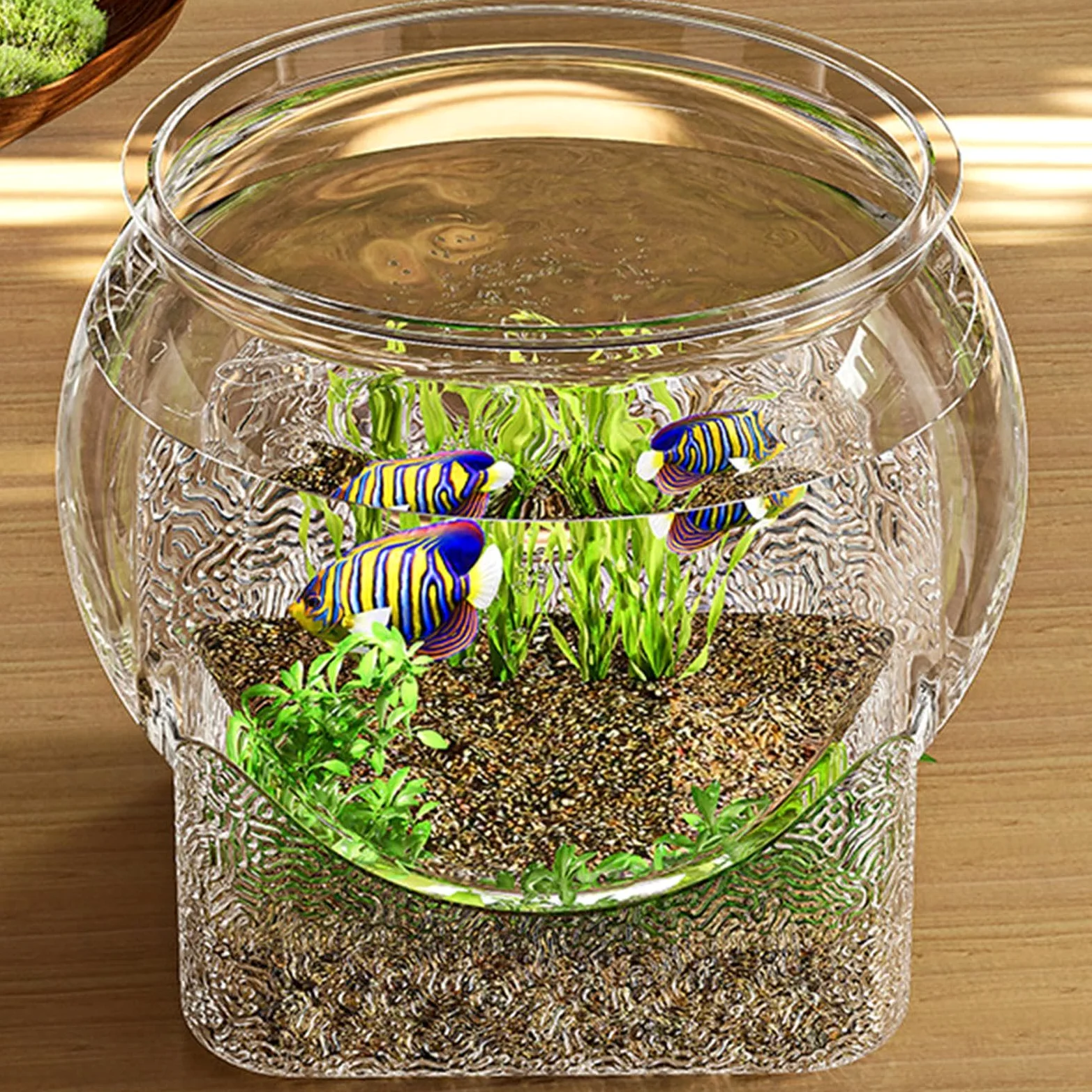 Vaso per pesci – ciotole trasparenti per pesci | acquario da scrivania per casa, ufficio e posto di lavoro, per fiori e decorazioni, ciotola rotonda trasparente per pesci o centrotavola per