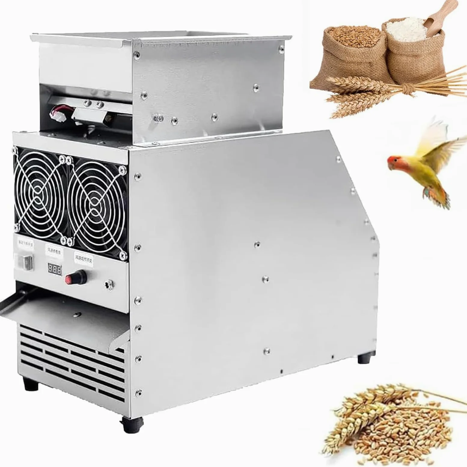 Macchina per la pulizia dei semi dell'uccello, separatore di velocità regolabile con scatola di ricezione materiale, elabora efficacemente miglio e cereali a 60-80 gatti/ora