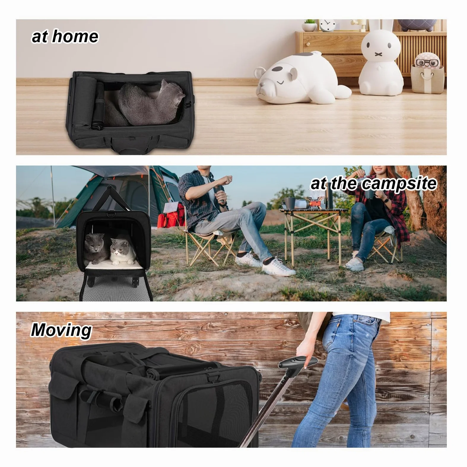 Scatole per il Trasporto di Gatti con Ruote Girevoli Rimovibili, 30L Gatto Grande Trolley, Portatile per Animali Pieghevole Zaino per Cani Gatti Estensibile, Trasportino per Gatti all'aperto e a Casa