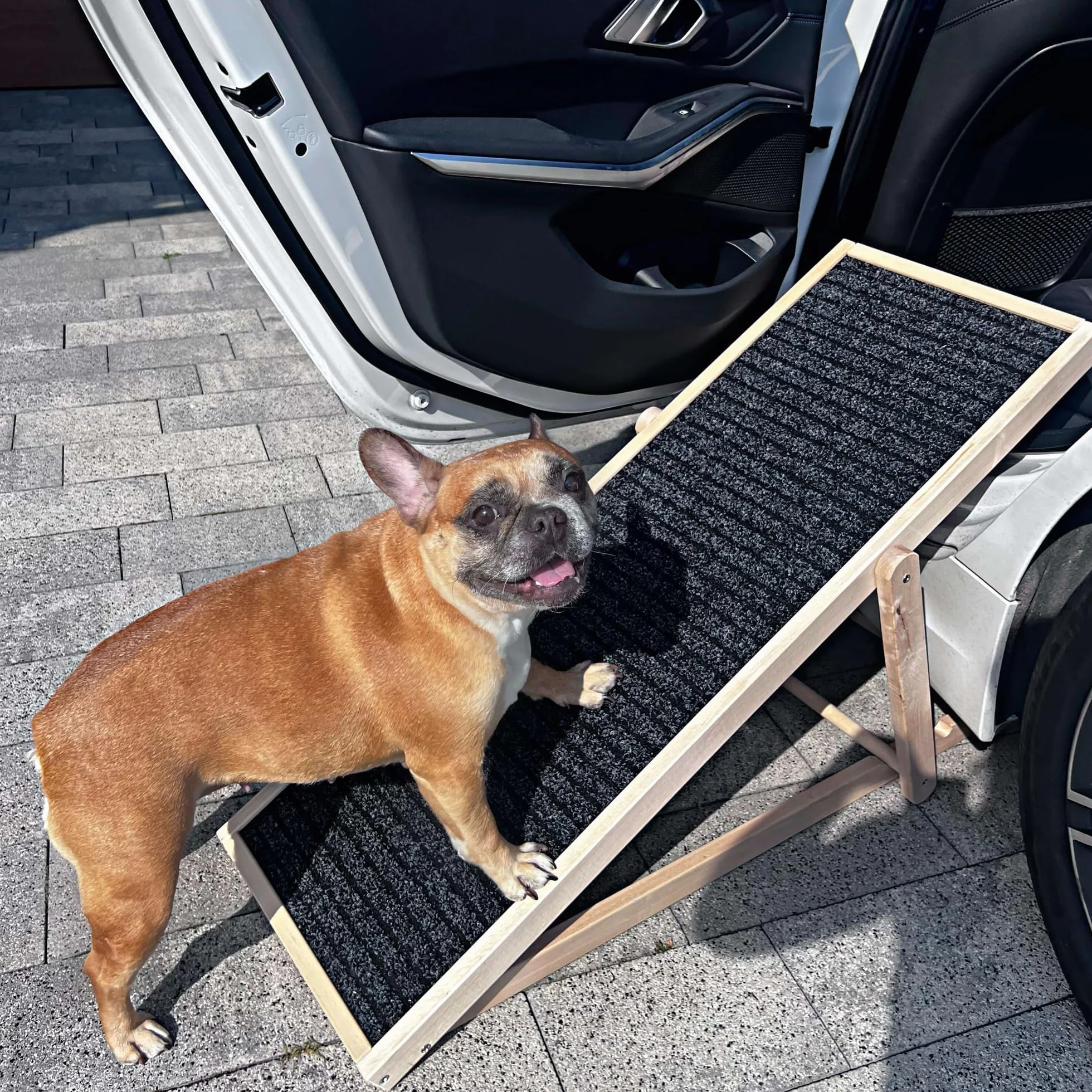 SPRINGOS Rampa per cani Gradini per cani regolabili da 42,5-59 cm per letto o divano Scala per cani pieghevole in legno Rampa di accesso per animali domestici con inserto antiscivolo