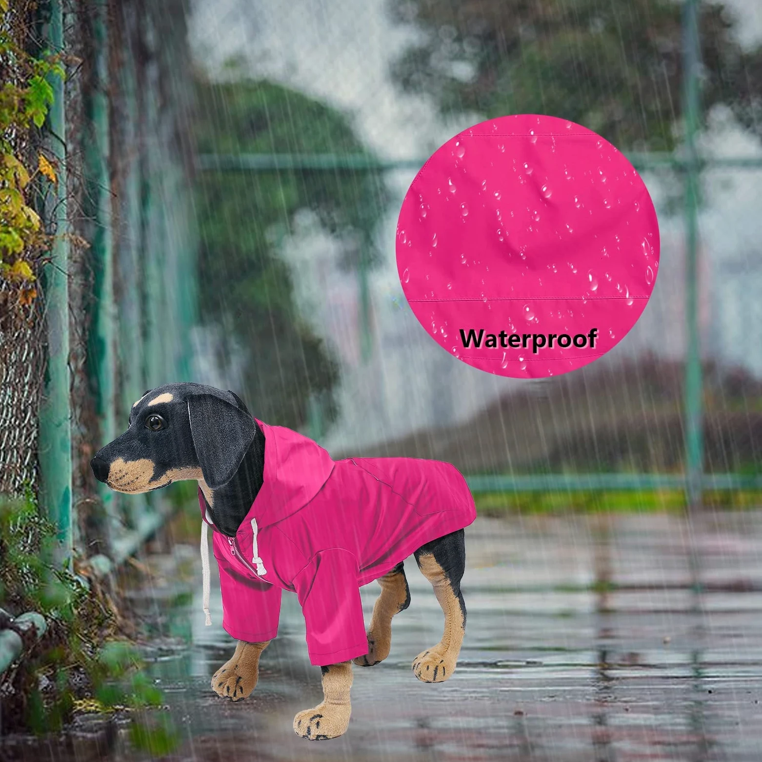 Impermeabile per Cani con Cappuccio, Impermeabile/Pioggia, Coulisse Regolabile, Design Tascabile, Elegante Impermeabile per Cani di Alta qualità (Pink XX)