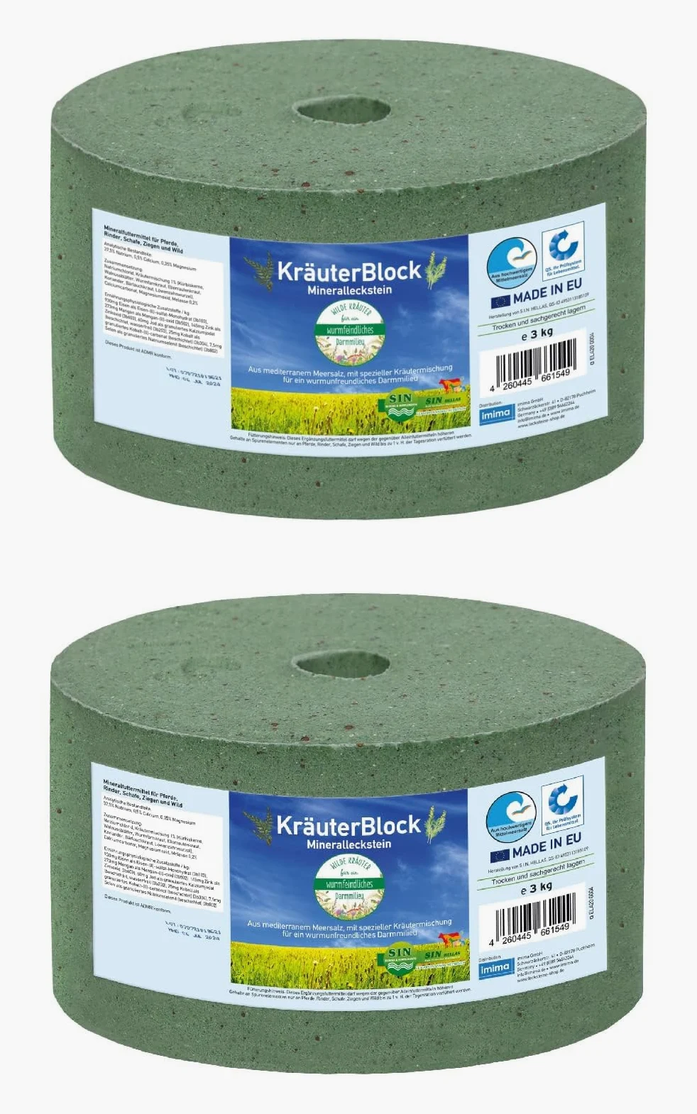 Mineral Lick Horse Herb Lick Salt Lick Set 2 x 3kg - Pietre per leccare il sale per cavalli, pecore, capre, selvaggina e bestiame - Pietra minerale per leccare il sale