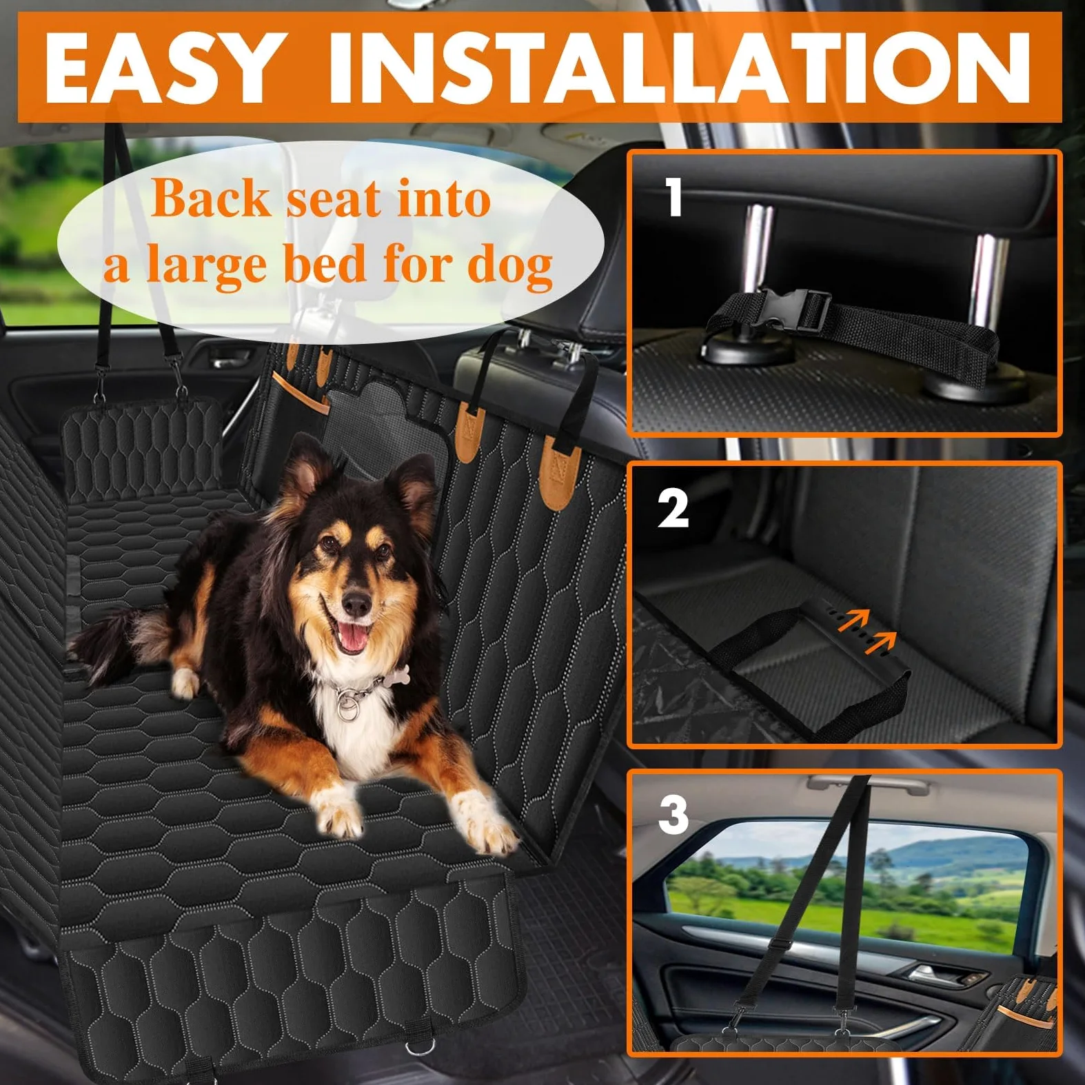 Coprisedile Posteriore Auto per Cani per Renault Kadjar/Scenic/Rafale/Symbioz, Telo Posteriore Auto per Animali Domestici, 600D Oxford Impermeabile Protezione per Sedile per Animali,B