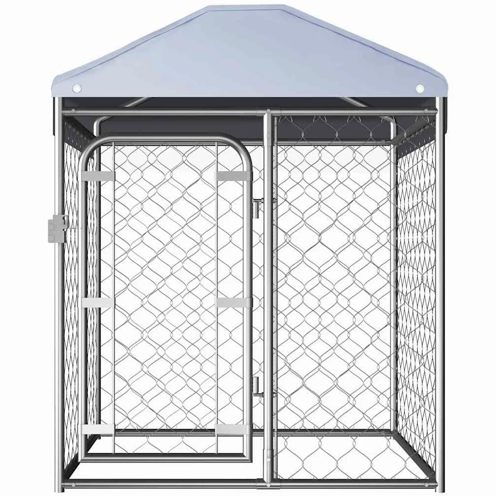 Canile Esterno Acciaio Zincato 100x100x125 cm Argento | Rete Metallica 60x60 mm, Porta Laterale con Serratura, Facile Montaggio, per Cani