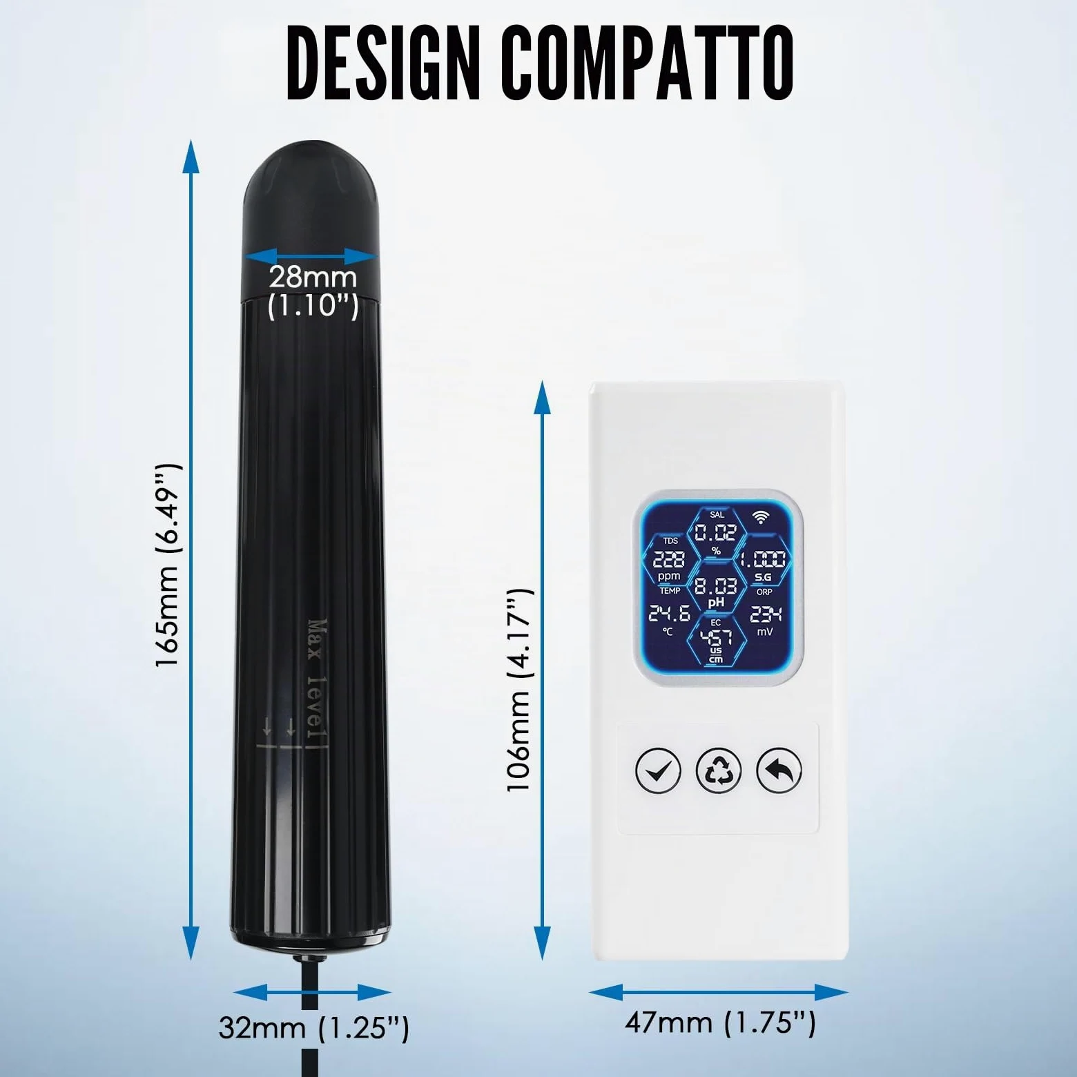 TEKCOPLUS Monitore di qualità dell'acqua 7 in 1 senza fili WiFi – pH/ORP/TDS/EC/Salinità/SG/Temp, App Tuya, avvisi in tempo reale, display a colori ATC per acquario, acqua dolce e acqua salata