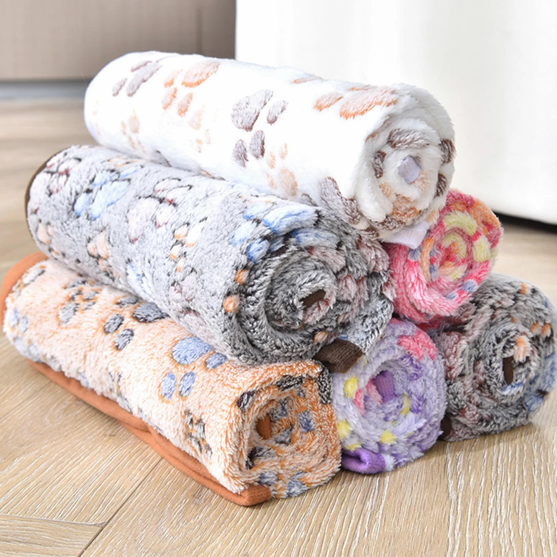 Coperta in flanella per animali domestici, lavabile, con stampa di zampe, per letto, divano, auto, coperta calmante per cani, gatti e cani, morbida coperta per animali domestici (grigio, 6