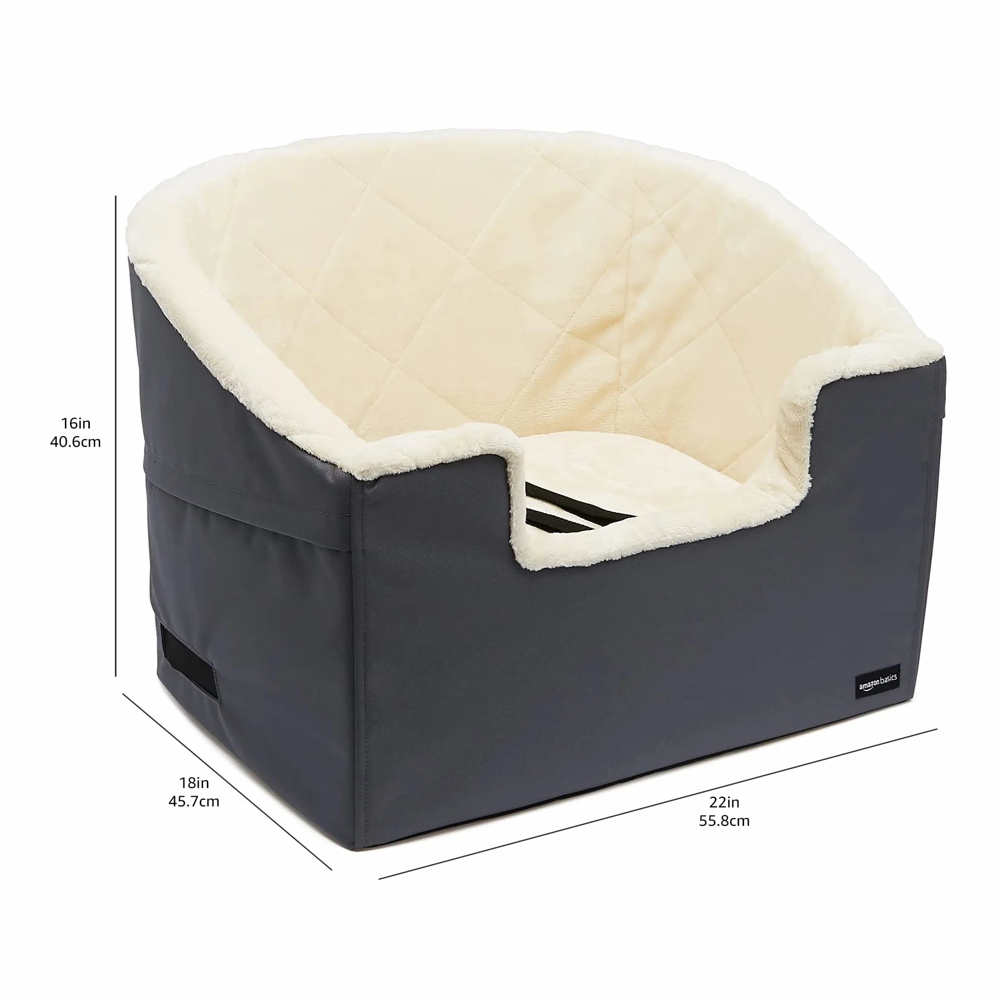 Amazon Basics Seggiolino per auto avvolgente per animali domestici, misure 45,7 x 55,8 x 40,6 cm, colore grigio