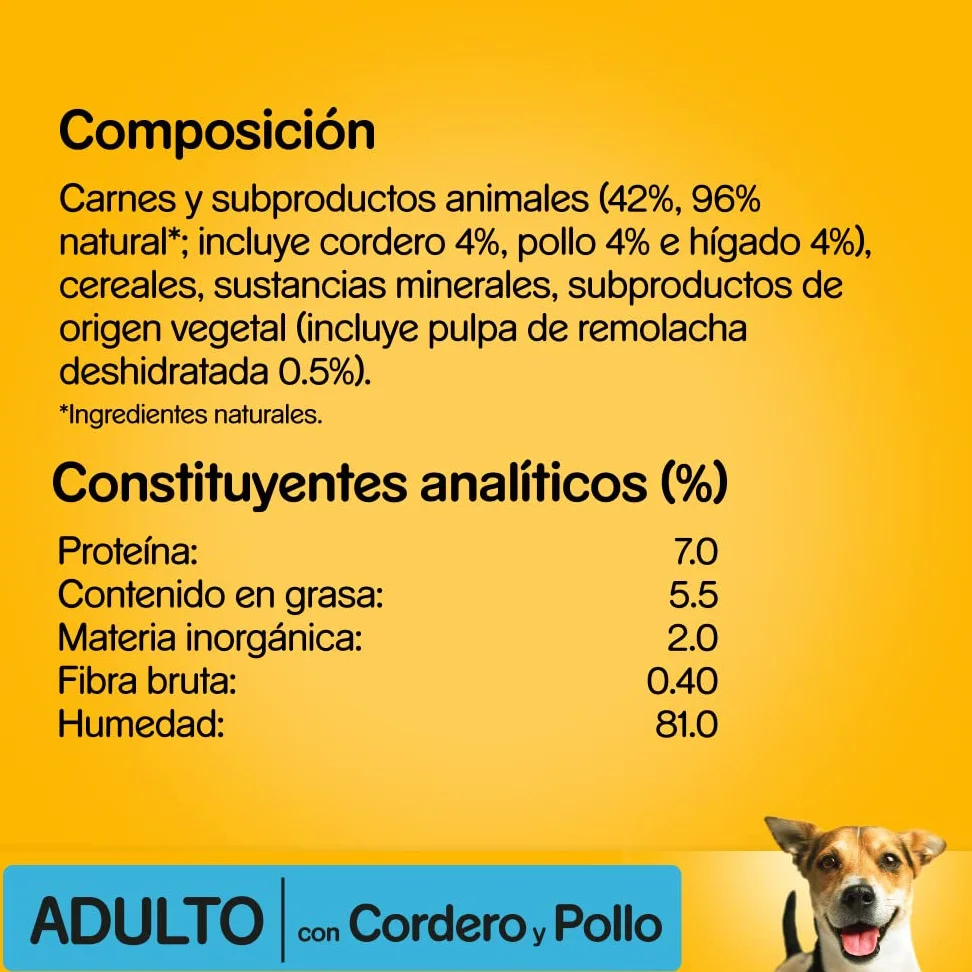 Pedigree Humid Food Tariffa per cani adulti, agnello e gusto di pollo (confezione da 20 x 300g)