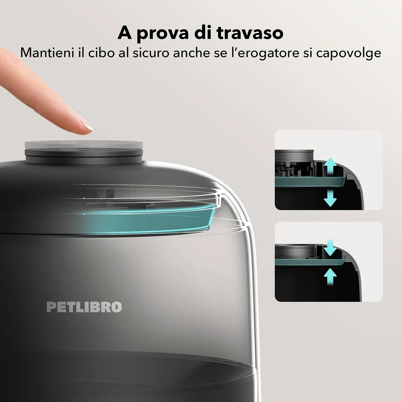 PETLIBRO 2.4G WiFi Distributore Automatico Cibo Gatti con Batteria, Distributore Automatico Cibo Cani Senza Fili in Acciaio Inox, Mangiatoia Intelligente per Gatto, APP Controllo, 1-10 Pasti, 2L,Nero