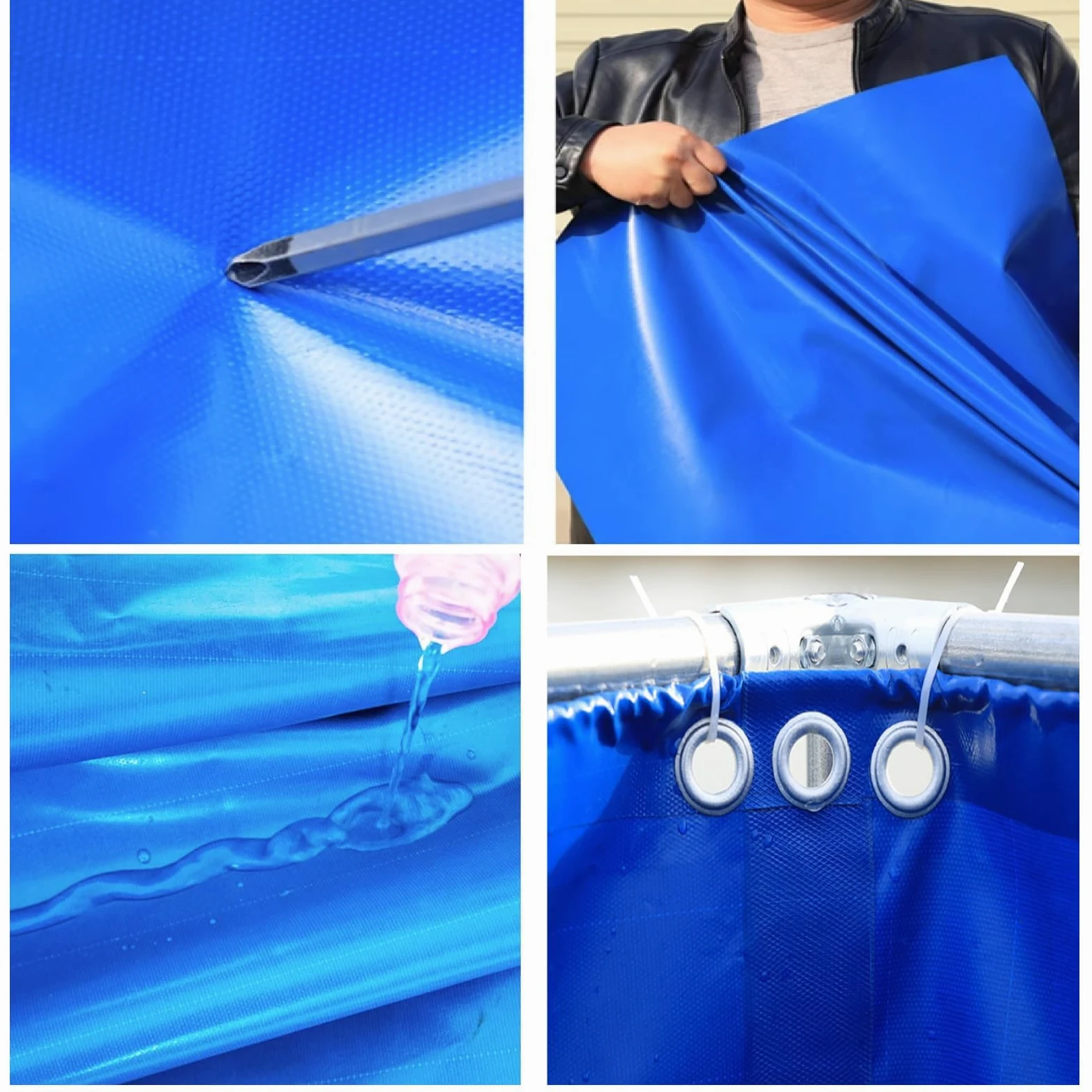 Laghetto per Carpe Koi in PVC - 600x500x100 cm, Vasca di stoccaggio Acqua per Tartarughe e Pesci d'Acqua salata, Serbatoio temporaneo con valvola di Scarico, Telo in Tela da 0,65 mm