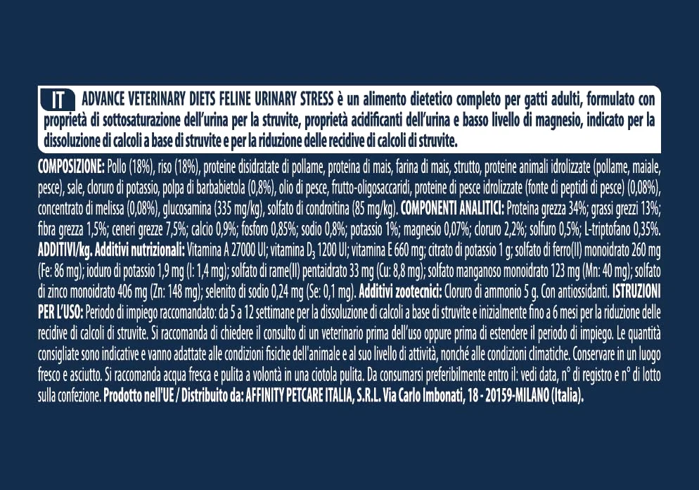 Advance Urinary Stress Cibo per Gatti, Misto, Bianco, 1.25 kg, Confezione da 1