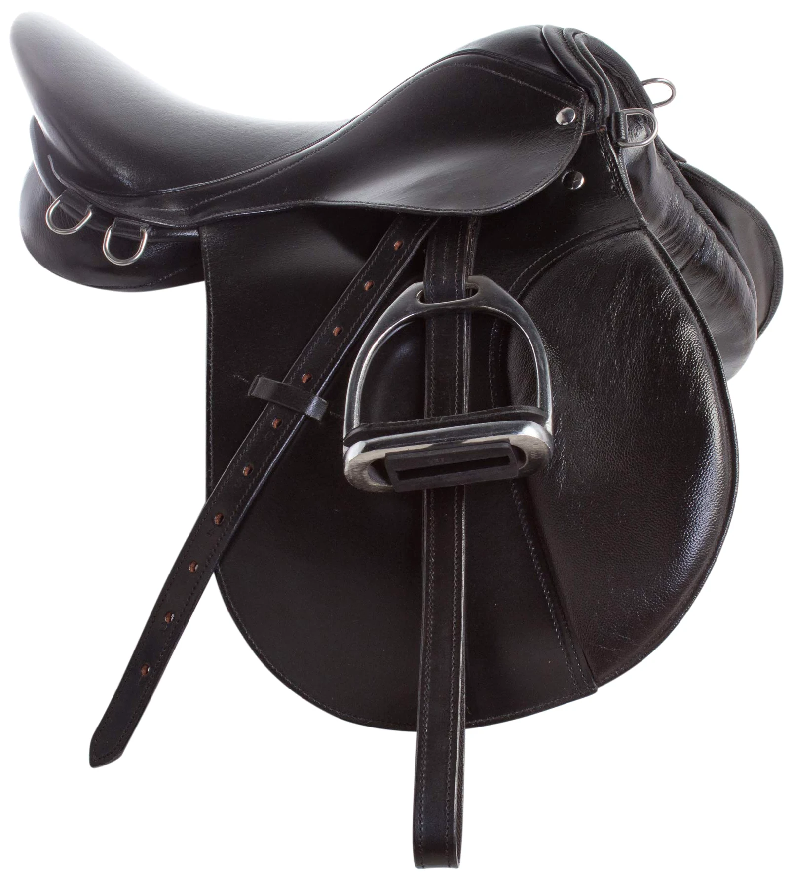 Equitazione Inglese Sella Tack Set Pelle Pelle Ferri Staffe Briglie REINS Circonferenza Cinch Tutti gli usi Show Jumping Trail Equestre Starter Package