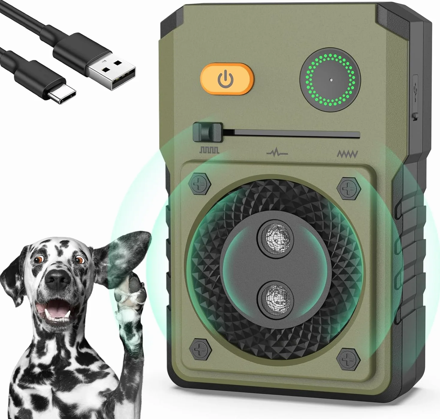 Ultrasuoni per Cani, Dispositivo Antiabbaio per Cani Fischietto 16.4Ft, Ultrasuoni per Cani Anti Abbaiare Deterrente Stop Abbaiare Cane Addestramento Dispositivo Anti abbaiamento, Interno ed esterno