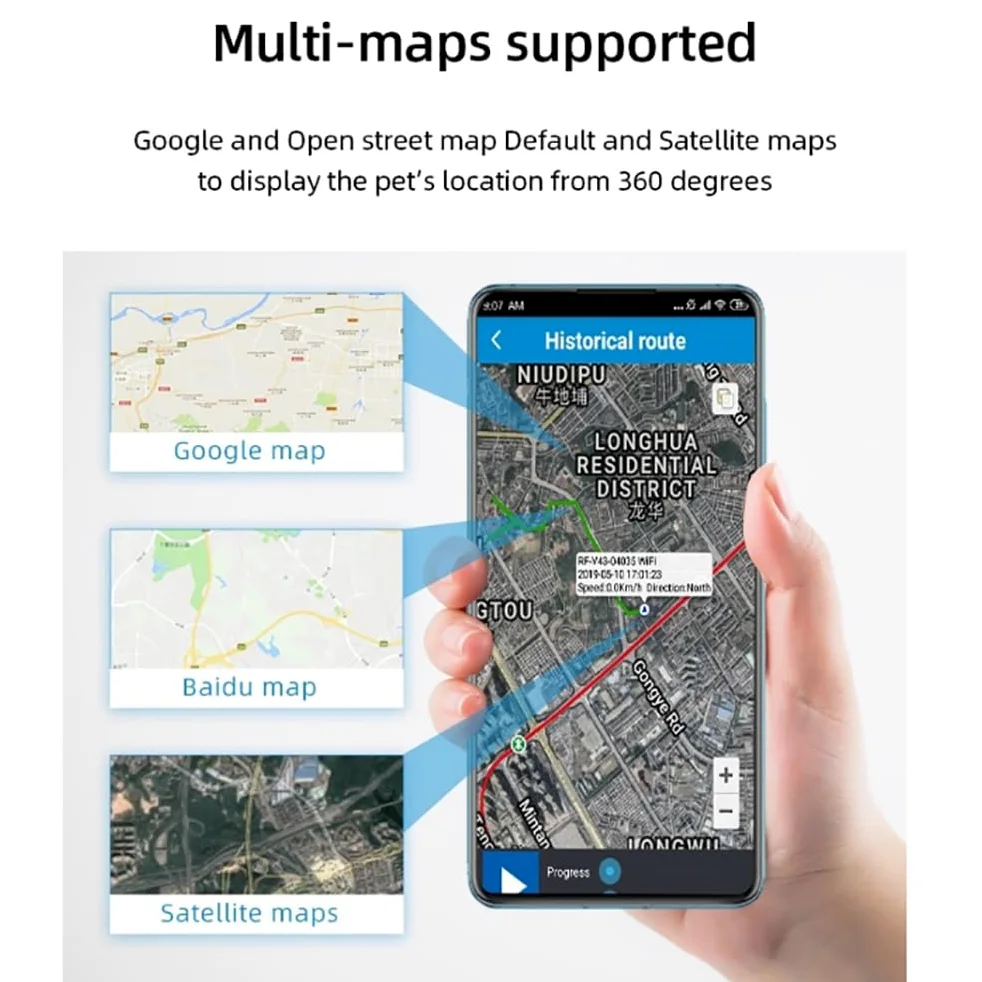 GPS Dog Tracker, collare intelligente ricaricabile per animali domestici con tracciamento e luci LED, sistema di contenimento per animali domestici per Corgi e Shiba Inu, dati sportivi e allarme
