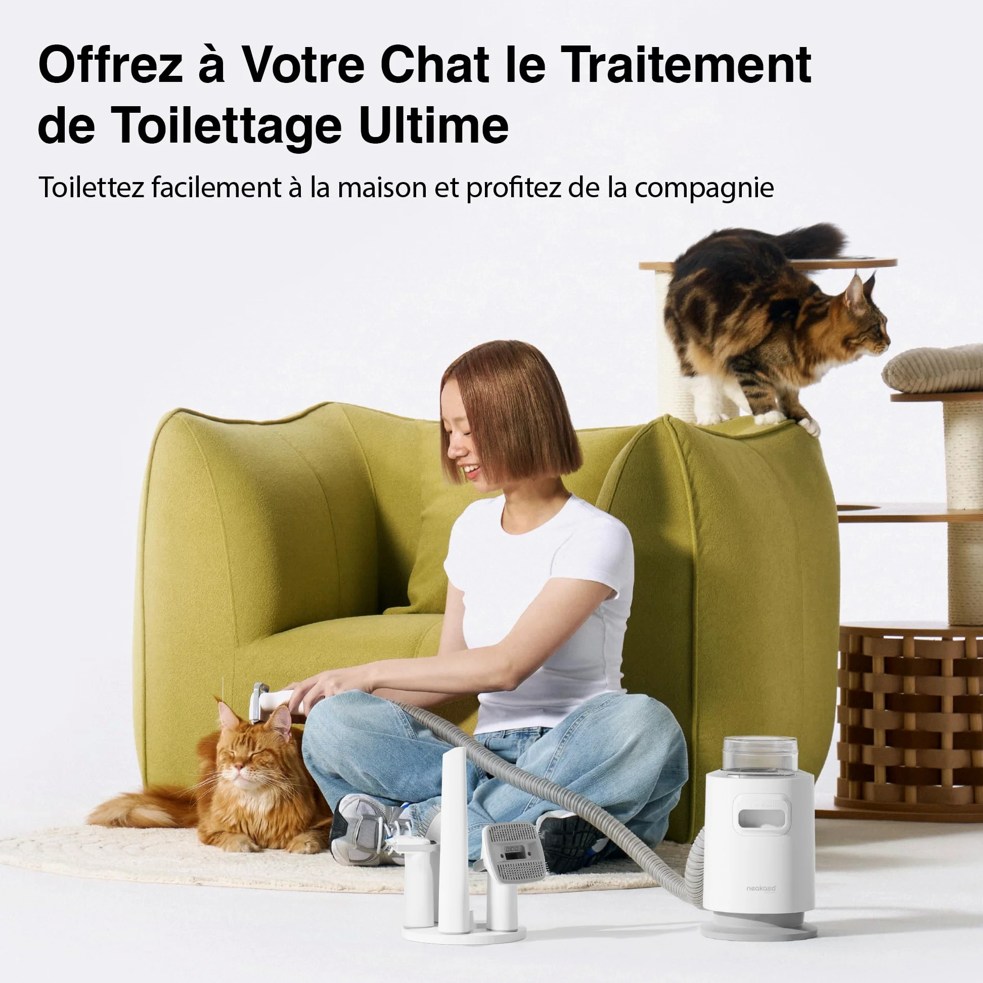 Neakasa P0 Tosatrice per cani con aspirazione a Vuoto per Animali Domestici, toelettatura silenziosa per Cani e Gatto Pelo Lungo Professionale, toelettatura Per la depilazione (Bianco)