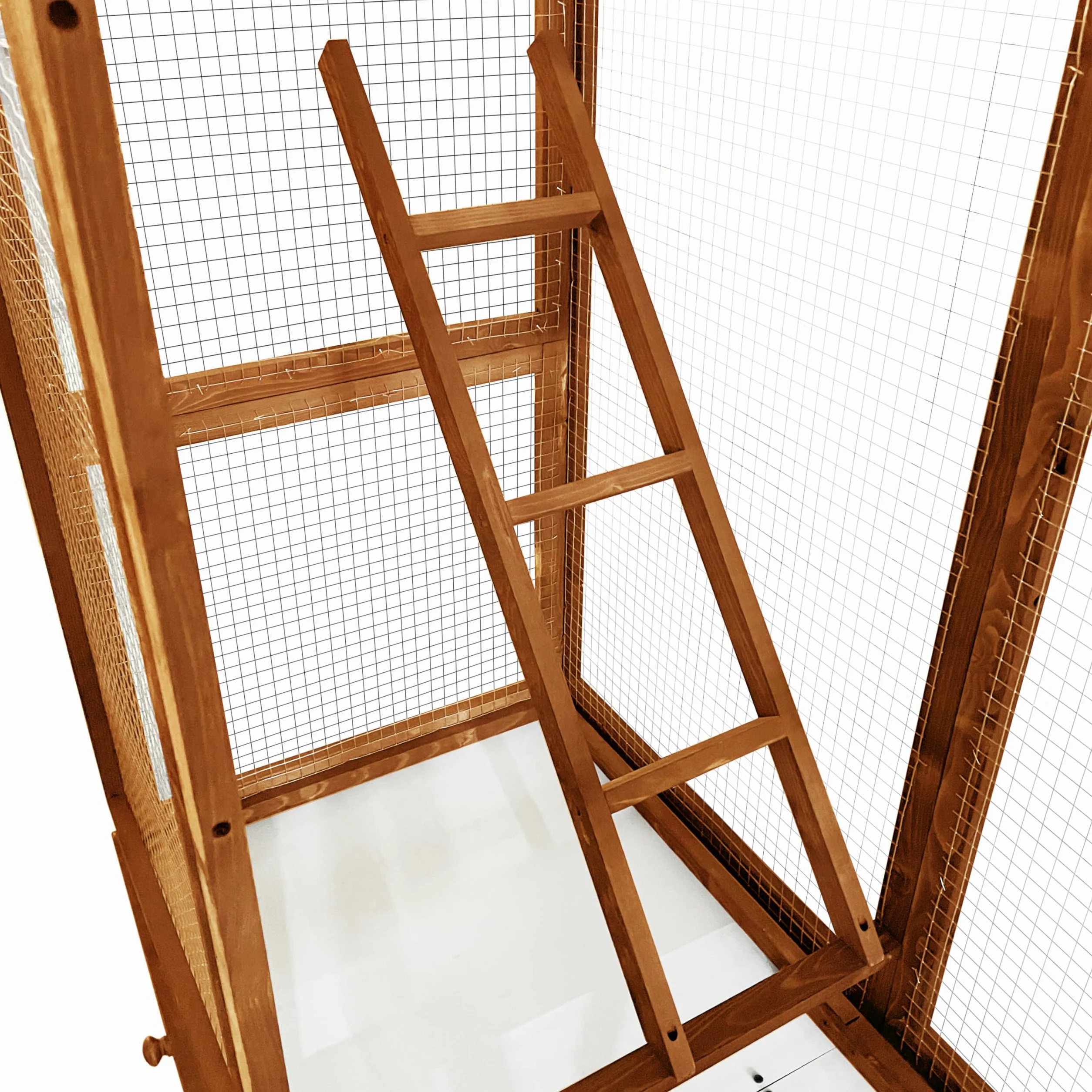 Voliera in legno di abete impregnato, 115 x 58 x 164 cm, colore: marrone/grigio - Gabbia per uccelli con cassetto estraibile - gabbia per uccelli - gabbia per pappagalli - Gabbia per