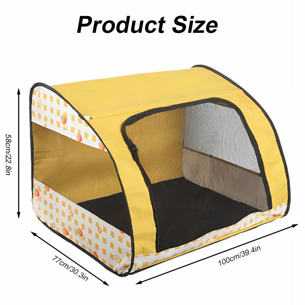 Box portatile per animali domestici, box pieghevole per gatti, multifunzionale, con cerniera, box per cuccioli, gabbia per animali domestici, per uso interno ed esterno in viaggio (giallo, L, 1)