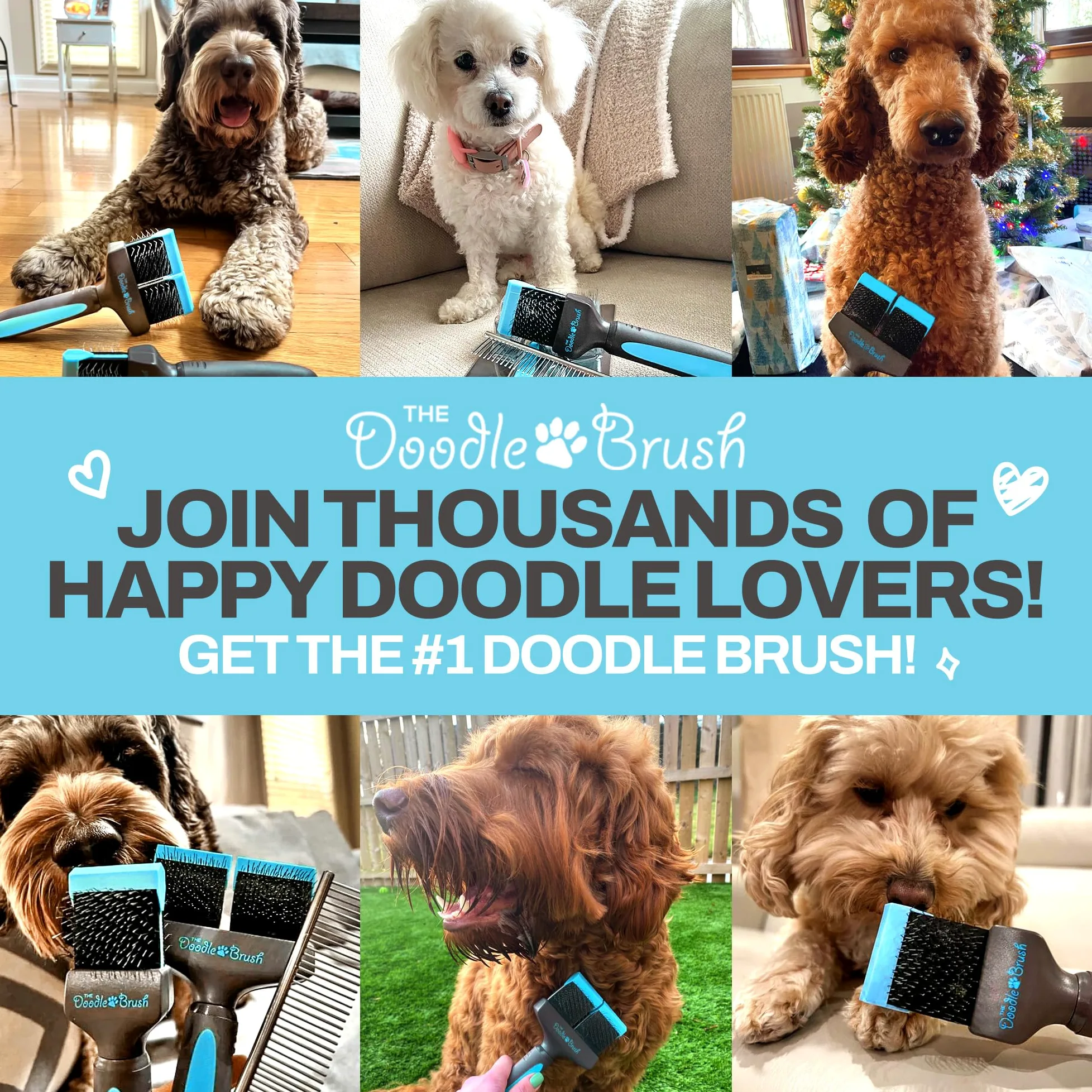 The Doodle Brush Spazzola Lisciante per Cani, Spazzola per Doodle, Goldendoodle, Barboncini, Labradoodle, Districante per Nodi, Grooming Senza Grovigli per Toelettatura a Pelo Lungo