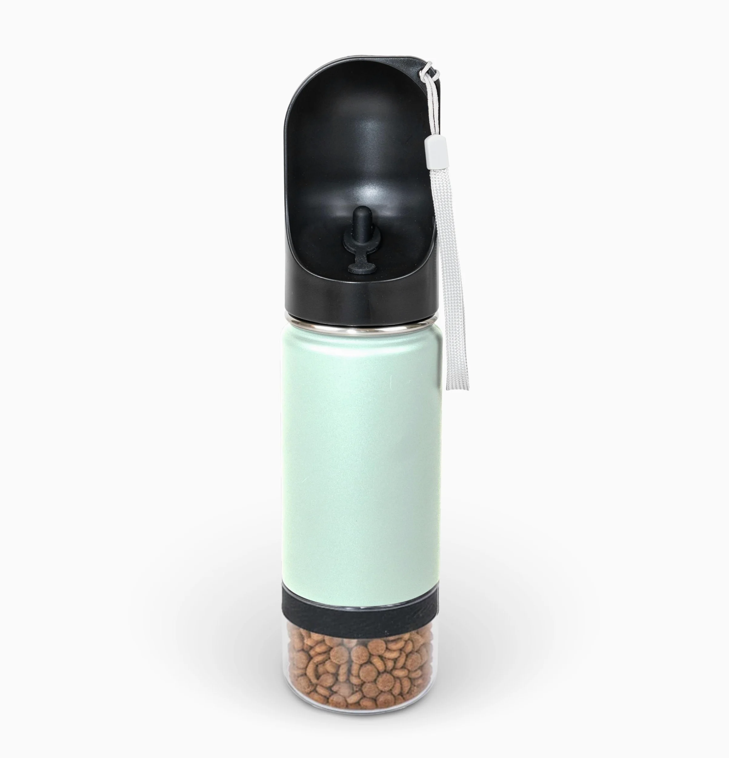 Mon Chateau Borraccia portatile per cani da 400 ml, con contenitore per snack da 113,4 g, corpo in acciaio inox a doppia parete, a prova di perdite, lavabile in lavastoviglie, bottiglia da viaggio per