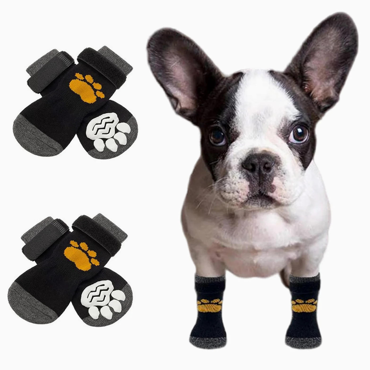 Calzini Antiscivolo per Cani con Cinghie Regolabili Protezioni per Zampe di Cane con Impugnature per Evitare Che Le Scarpe del Cane Lecchino O Scivolino,Nero,L