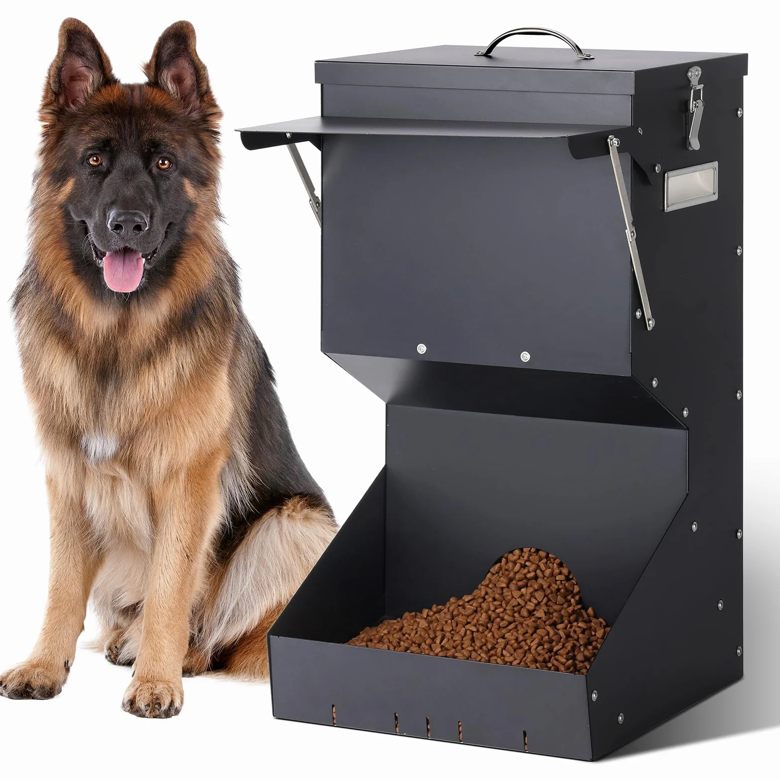 Alimentazione Automatica per Cani all'aperto appeso cibo per animali domestici di razza grande 11kg, mangiatoia automatica per cani in metallo auto-alimentazione cibo per cani