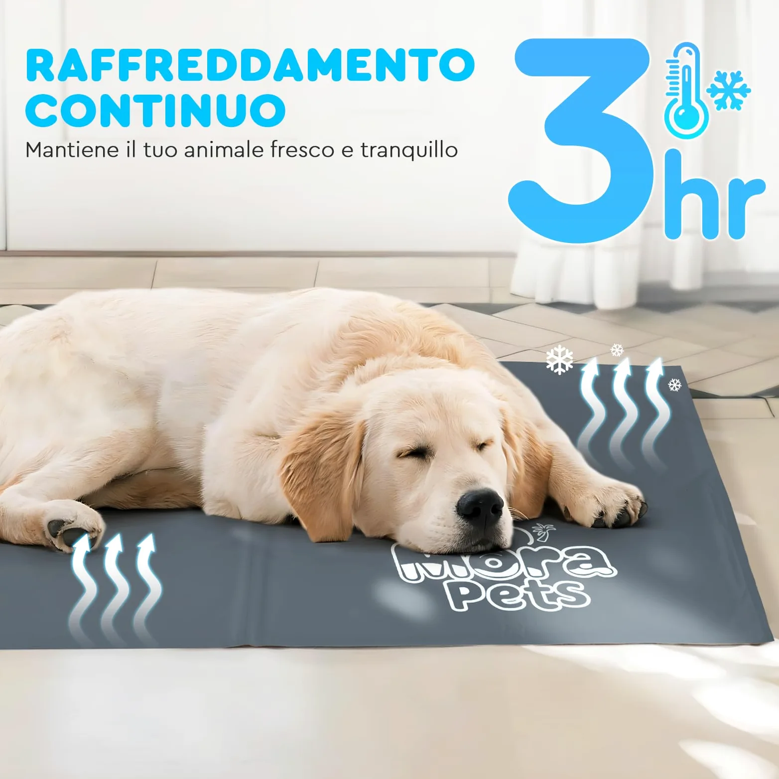 Mora Pets Tappetino Refrigerante per Cani e Gatti Tappeto Rinfrescante in Gel Non Tossico Materassino Raffreddamento per Animali in Estate Grigio S 50 x 40 cm
