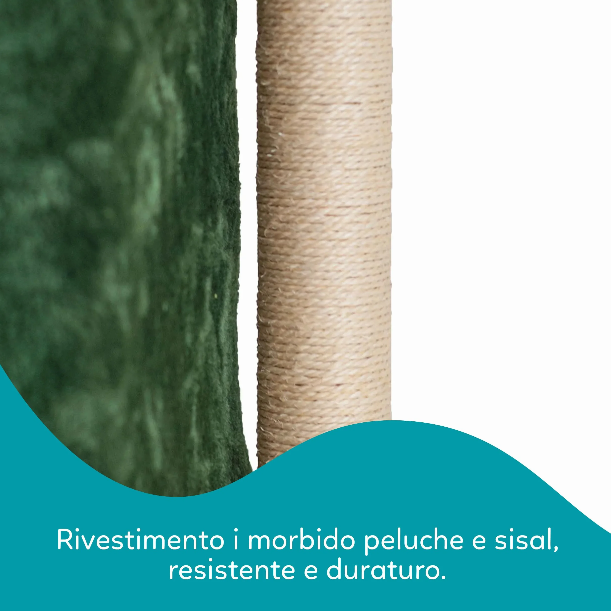 Aqpet Tiragraffi con Cuccia e Amaca in Sisal e tessuto, Alto 75 cm per il massimo divertimento del tuo gatto, Colore Beige/Verde