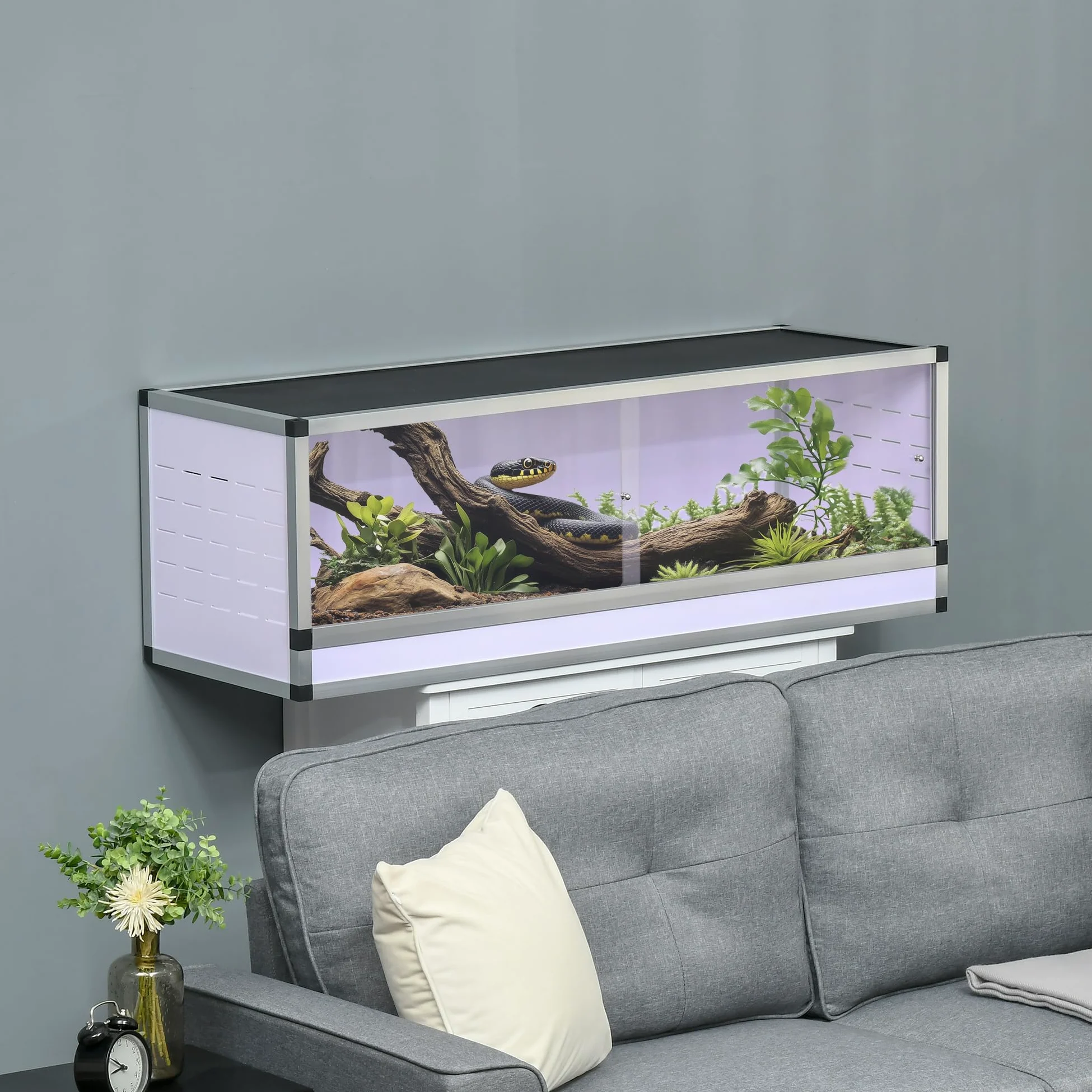 Terrario in alluminio per rettili anfibi aracnidi PawHut terrario a rete per l'allevamento di rettili bianco+argento+nero 120 x 40 x 40 cm