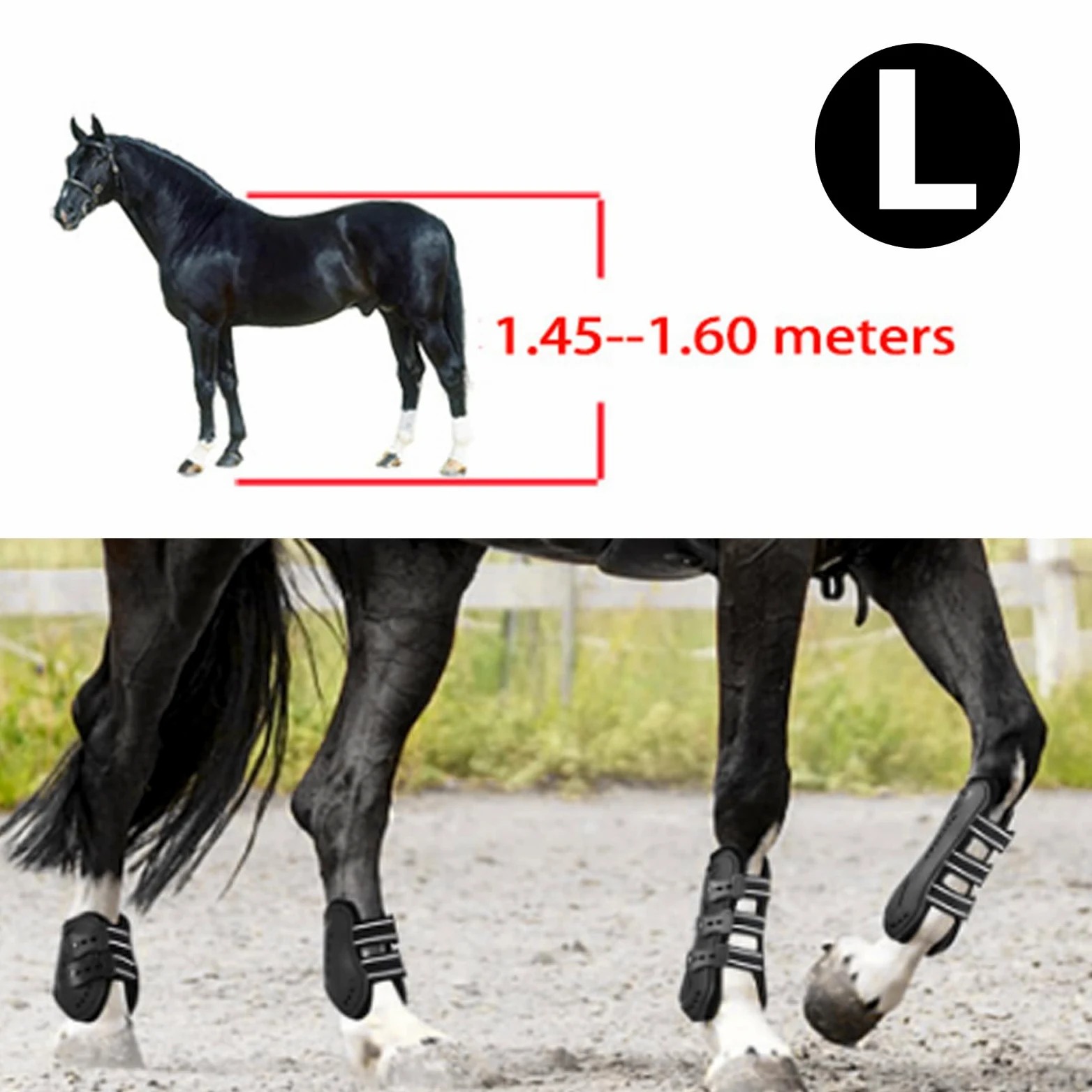 Set di Tendine per Cavallo, Horses Stinchiere Mesh Boots Set 4 Pezzi,Stivali per Gambe da Cavallo,Ghette da Salto,Cavallo Anteriore Posteriore Gamba Shock Absorbing Show Competition Leg Protection,L