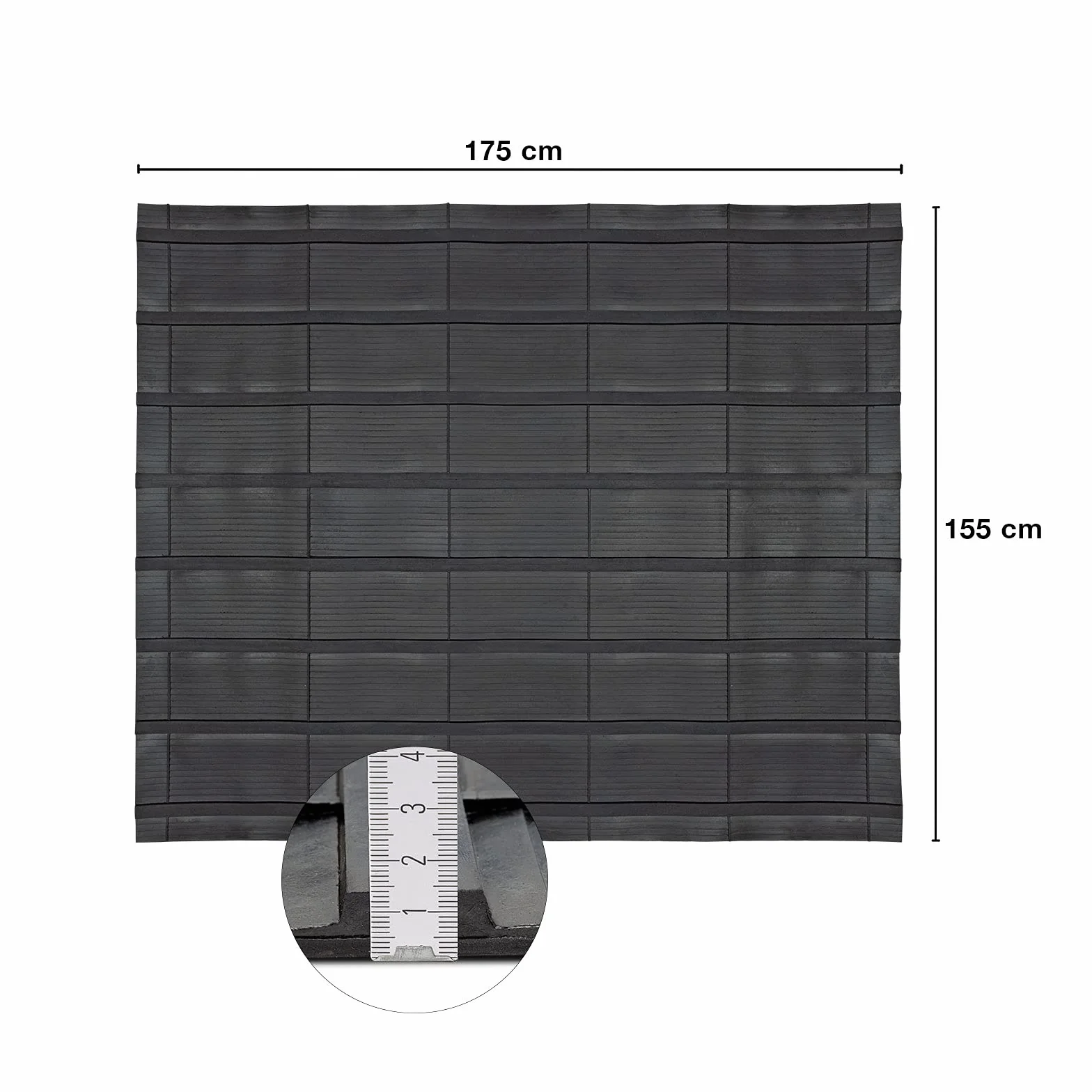 ETM Tappetino per rampa per rimorchi cavalli – Tappetino in gomma con barre e superficie a coste, antiscivolo e delicato sulle articolazioni, 155 x 175 cm