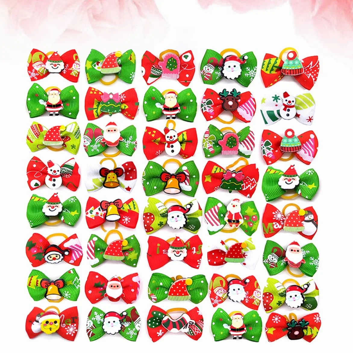 Mipcase 200 Pz Natalizi per di Animali Domestici Fiocchi di Pelo di Cane di Natale Fiocco di Natale per Cani Fiocchi di Pelo di Cucciolo Fiocchi di Cucciolo Elastico Il Cane