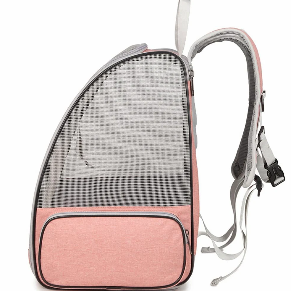 Trasportino Zaino per Cani Gatti 7.5kg - Borsa a Rete da Trasporto per Viaggio Compagnia Aerea Approvata, Pieghevole Traspirante Stabile e Spazioso con Cuscino in Peluche per Animali Domestici (Rosa)