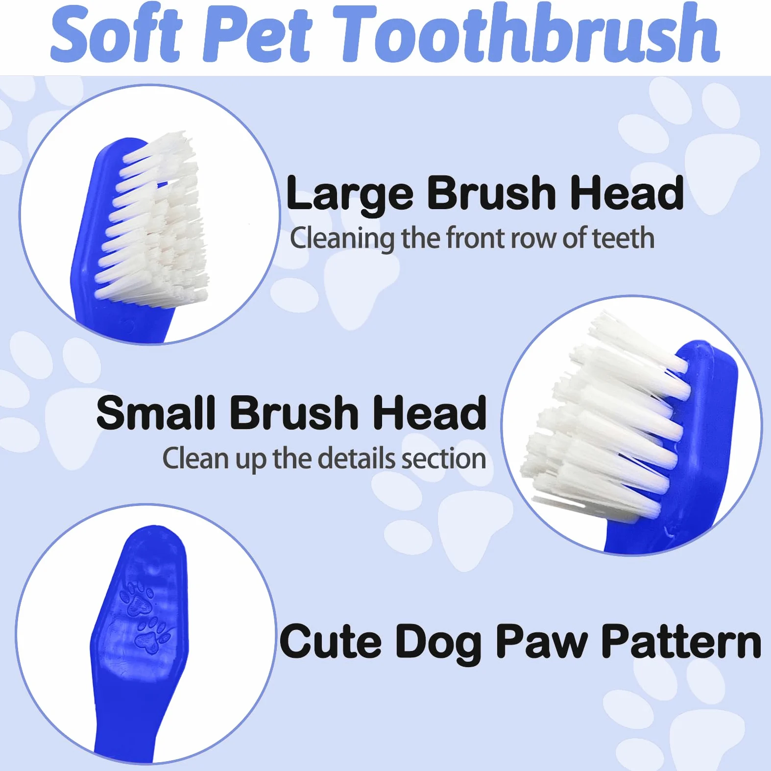 Spazzolino da denti a doppia testa per cani, con manico lungo, morbido, per animali domestici, 100 pezzi, comodo spazzolino da denti per animali domestici e cuccioli, accessori per la pulizia