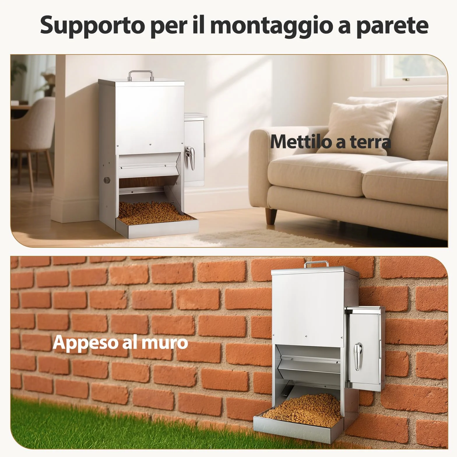 Feeder Automatico per Cani da 16L con Timer, Dispenser per Cibo in Acciaio Inossidabile con Programmazione dell'Alimentazione per Cani o Gatti di Taglia Grande