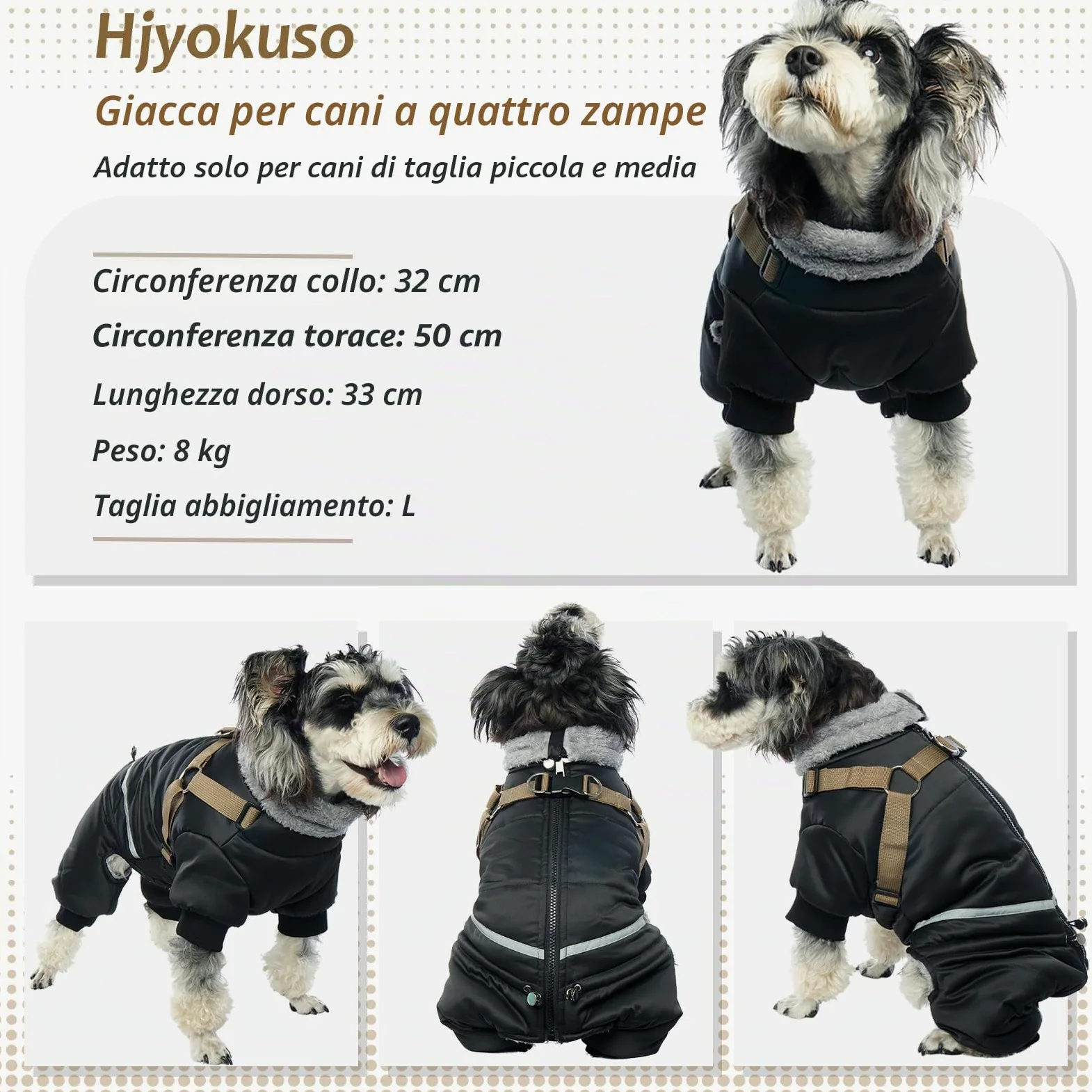 Cappotto Cane, Cappotti Per Cani Impermeabili Con Imbracatura, Cappottino Cane Taglia Piccola Media Grande, Vestiti Per Cani, Cappottino Imbottito Per Cane, Giubbotto Cane Antivento S-Xl