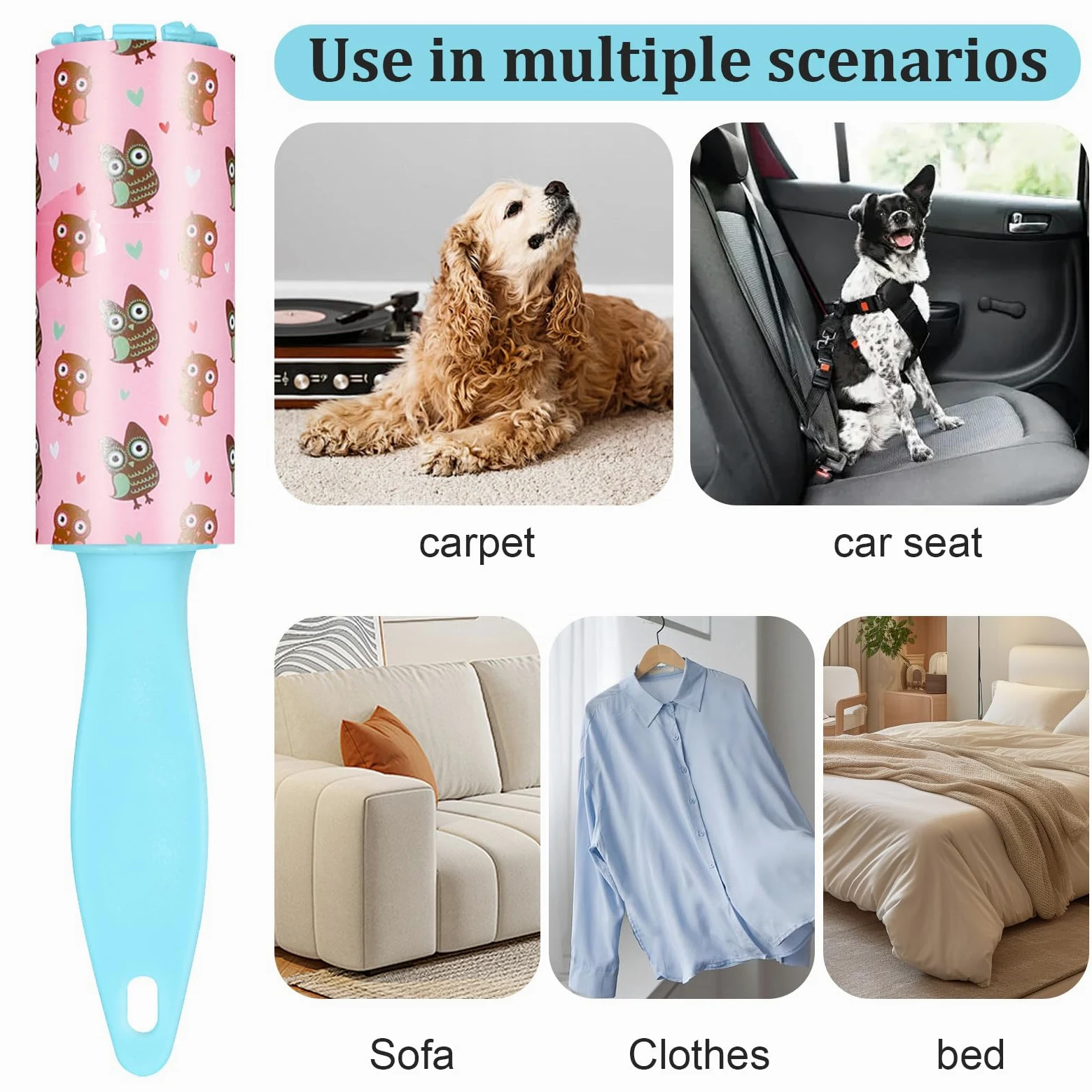 40 mini rulli per pelucchi da viaggio, piccolo rullo per pelucchi da viaggio, con 30 fogli ciascuno, compatto e portatile per peli di animali domestici, vestiti, mobili, interni auto, 15 x 3 cm