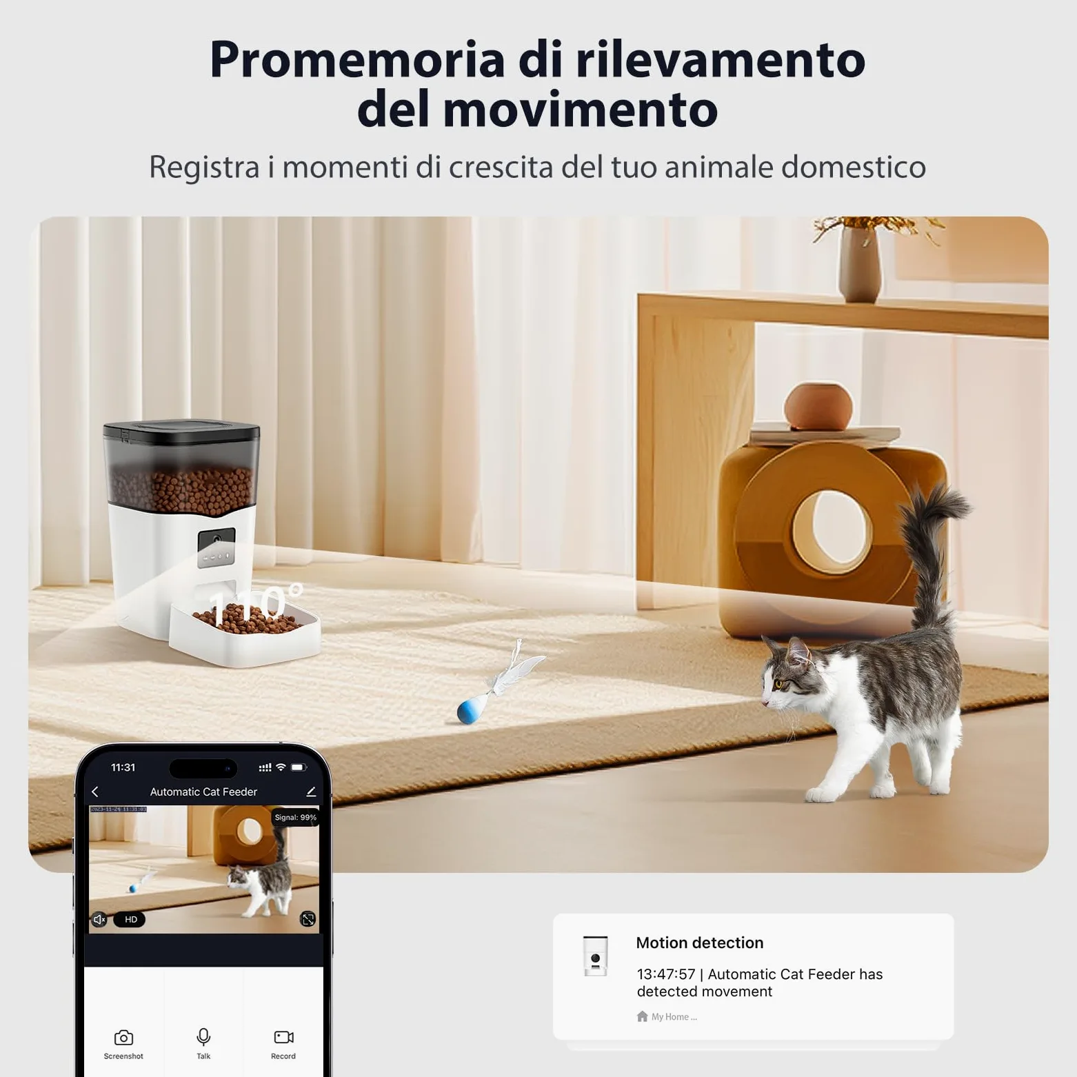 IMIPAW Distributore Automatico Cibo Gatti 5G WiFi con Telecamera, 1080P HD, Tecnologia Anti Intasamento, Dispenser Automatico Cibo per Animali con Controllo APP (Bianco, 3L)