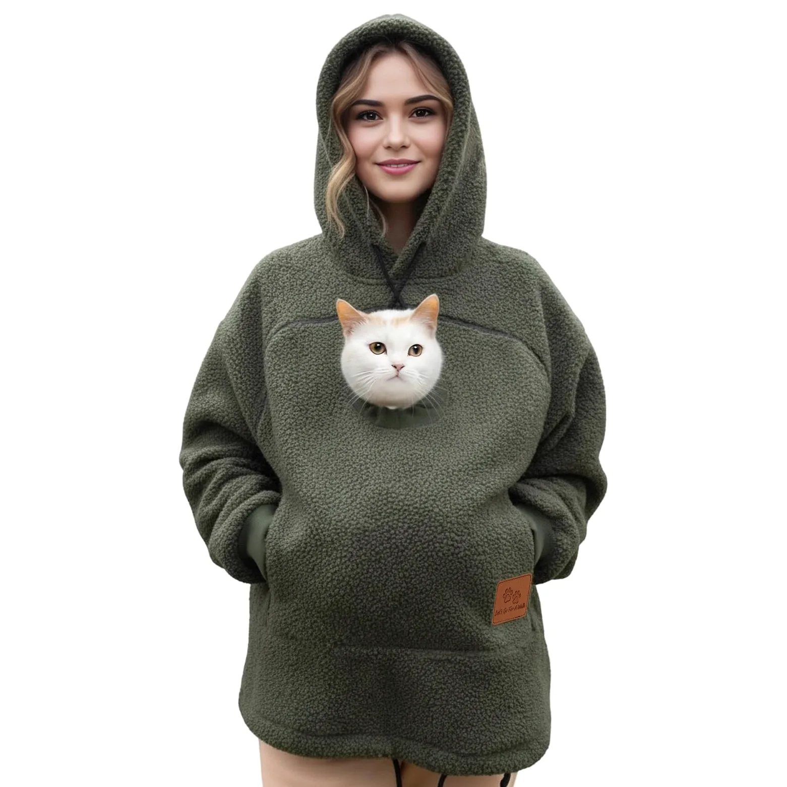 Generico Felpa con Cappuccio for Marsupio for Cani E Gatti con Cerniera, Tasca A Marsupio, Felpa con Cappuccio for Trasportino for Animali, Felpe Calde E Sciolte(Green,Small)