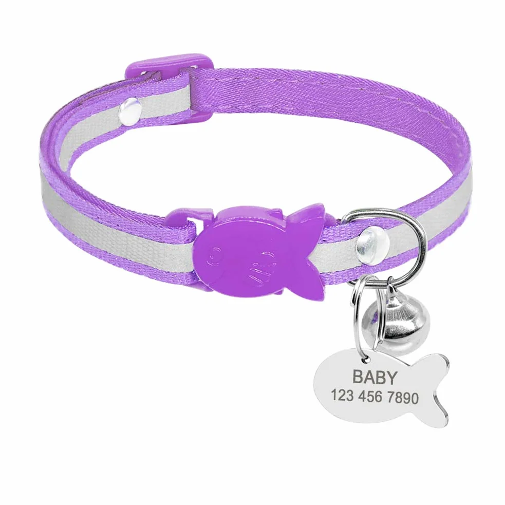 Collare di sicurezza per cuccioli di gatto, a sgancio rapido, con targhetta identificativa e campanellino personalizzabile, XS, Raissa metallizzate