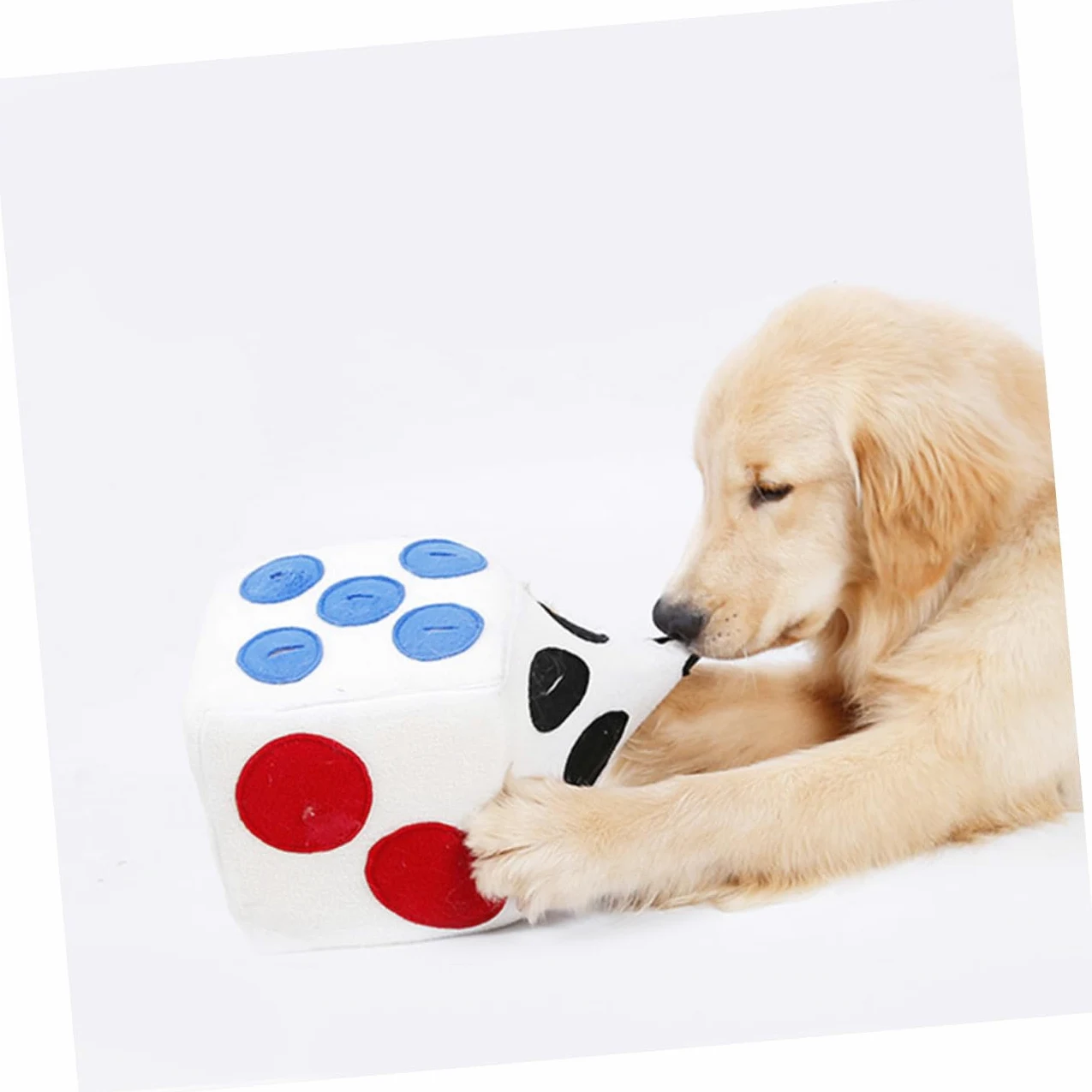 Giocattolo Facile da Pulire a Forma di Dado per Cani in Peluche Bianco e Gioco Interattivo Morbido e Creativo per L'addestramento in Casa