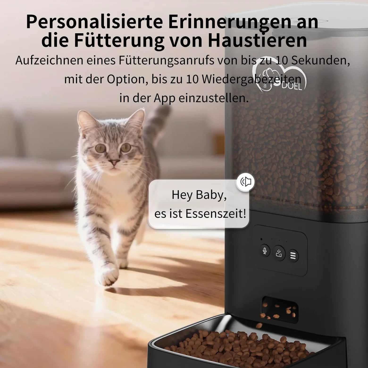 DOEL 2-in-1 automatic feeder and water dispenser for cats, large-capacity 6-liter dry food dispenser + 2.5-liter water dispenser with app control, voice recording, timed feeding