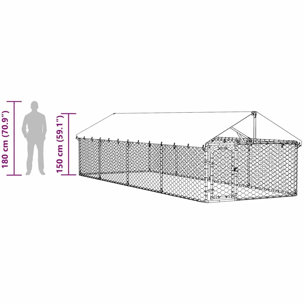 vidaXL Gabbia per Cani da Esterno con Tetto 600x200x150 cm