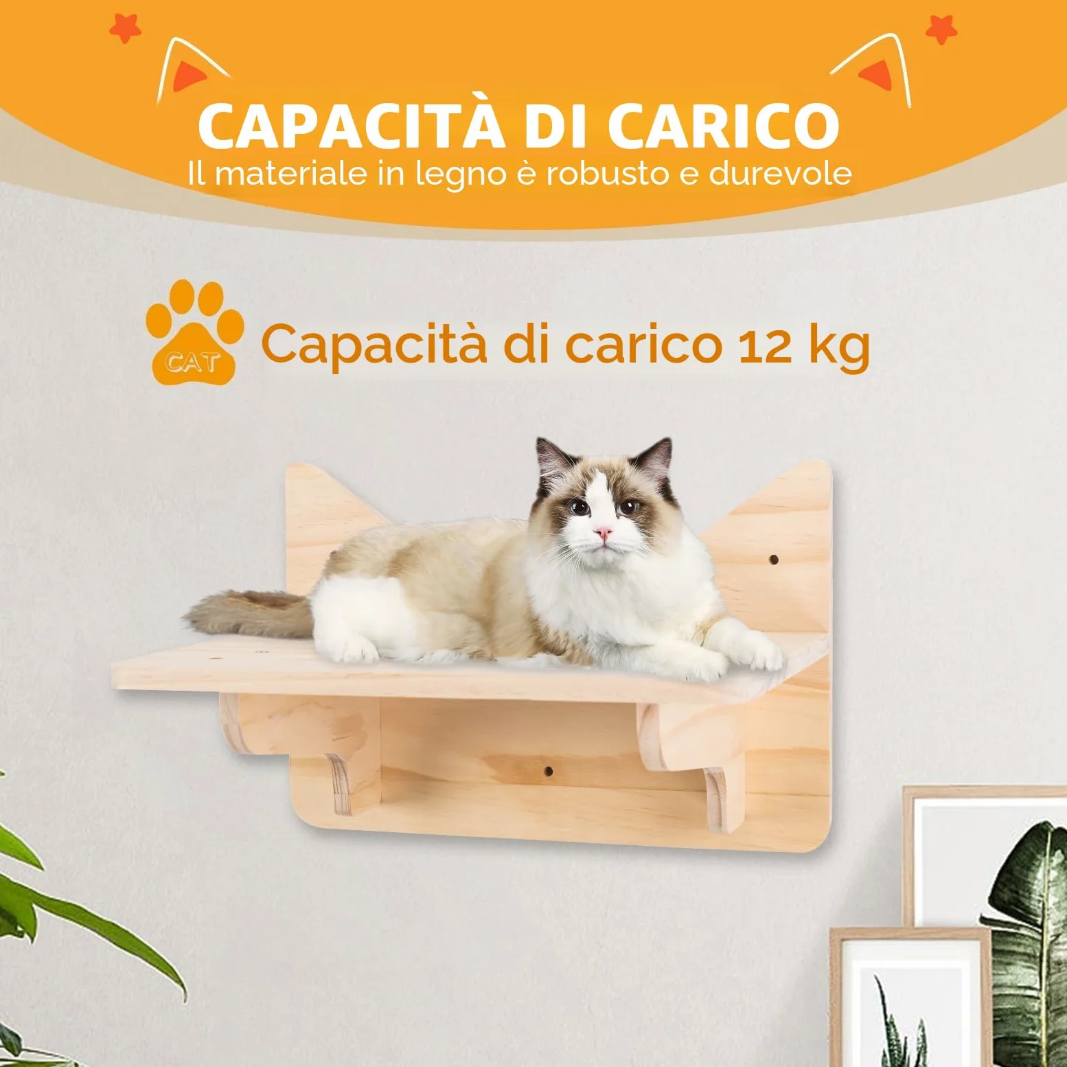 Mensole da Parete per Gatti, Set di Mobili con Mensole e Posatoi da Parete, Palestra da Arrampicata con Tiragraffi e 3 Gradini, Casette da Interno Montate a Muro