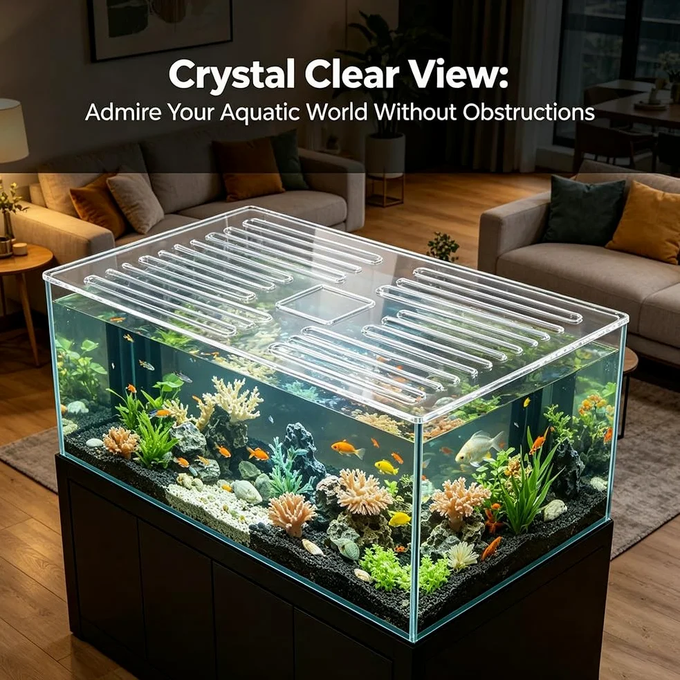 GZHERVICES Copertura Fuga per Acquario (con Fori di Ventilazione), Confezione da 1, Copertura Superiore per Acquario, Coperchio per Acquario, Materiale Trasparente(60x30cm)