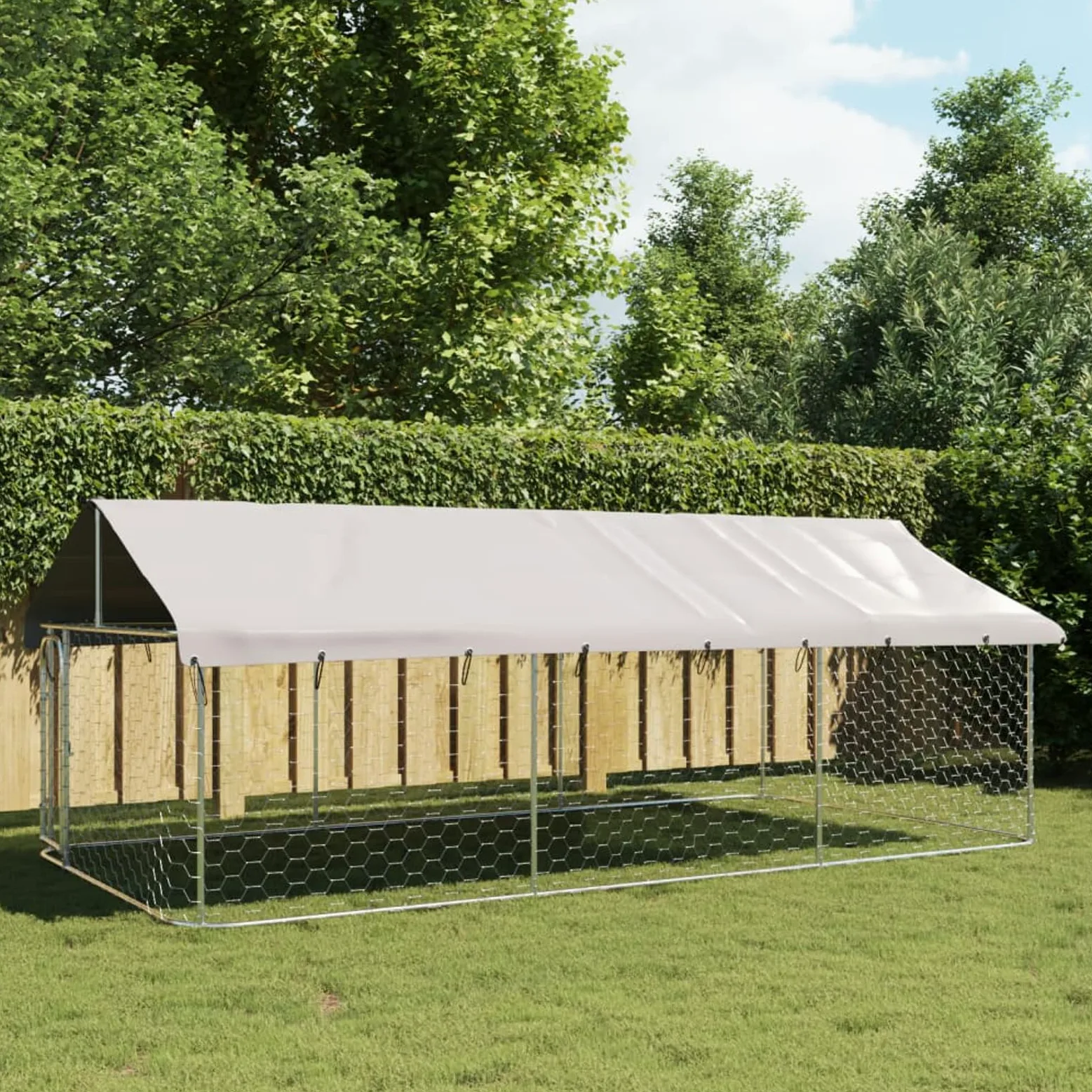 Gabbia e Recinto per Cani con Tetto Esterno, Box Canile 400x200x150 cm