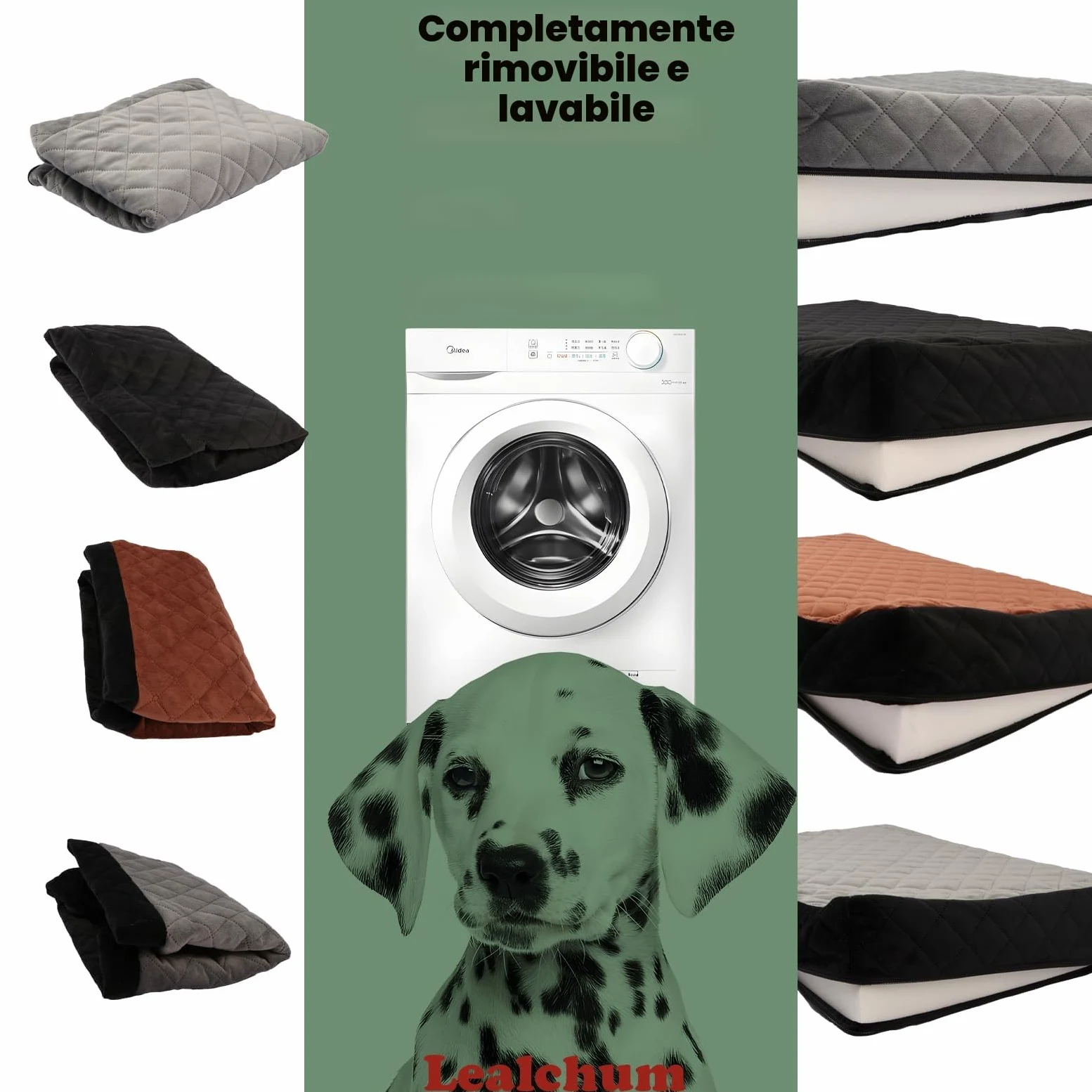 Seggiolino auto Lealchum per cani media/grande, 2 guinzagli sicurezza, 2 cani piccoli, rimovibile e lavabile