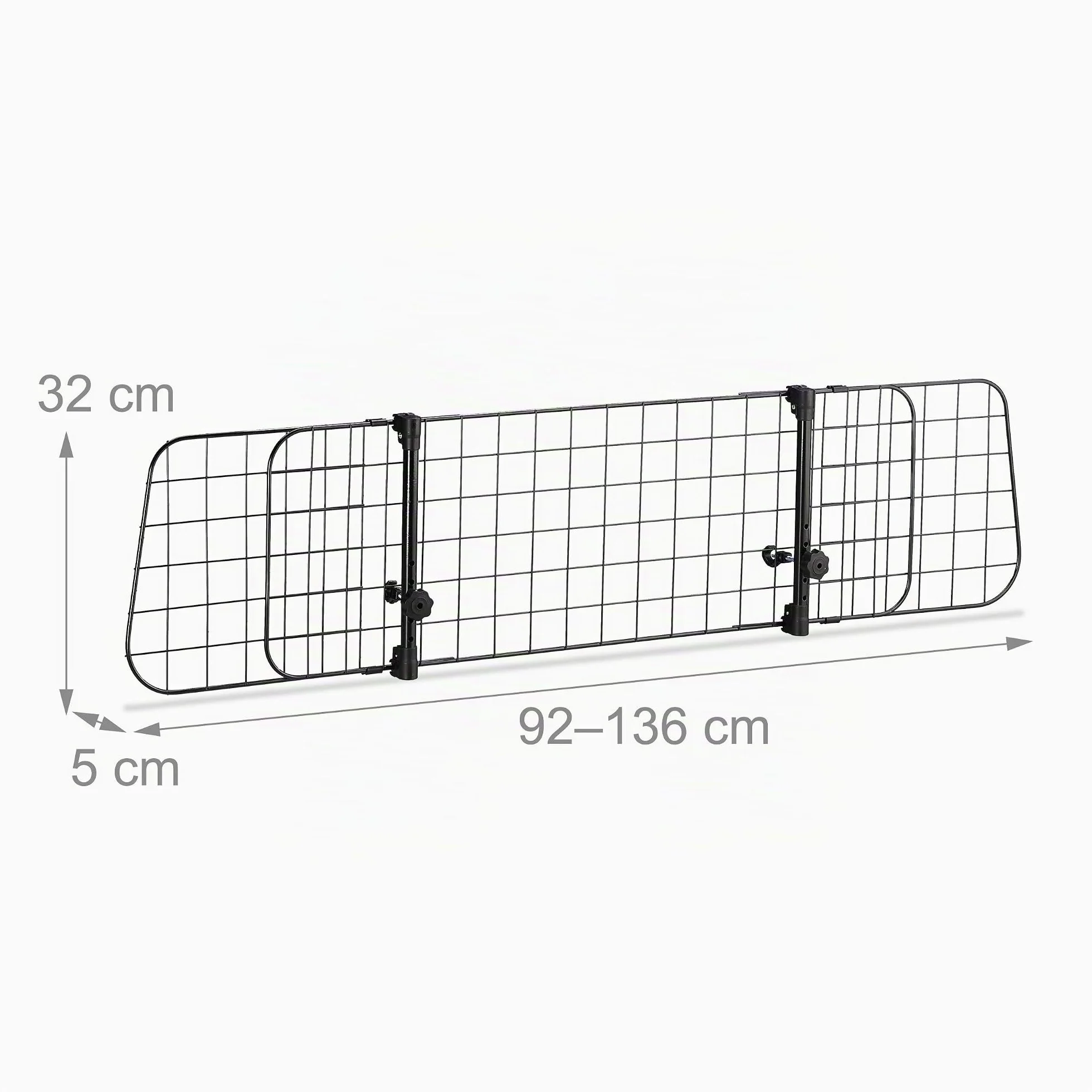 Relaxdays Griglia Auto per Cani, Grata Universale, Larghezza Regolabile, Divisore Bagagliaio, HxL: 32 x 92-136 cm, Nero