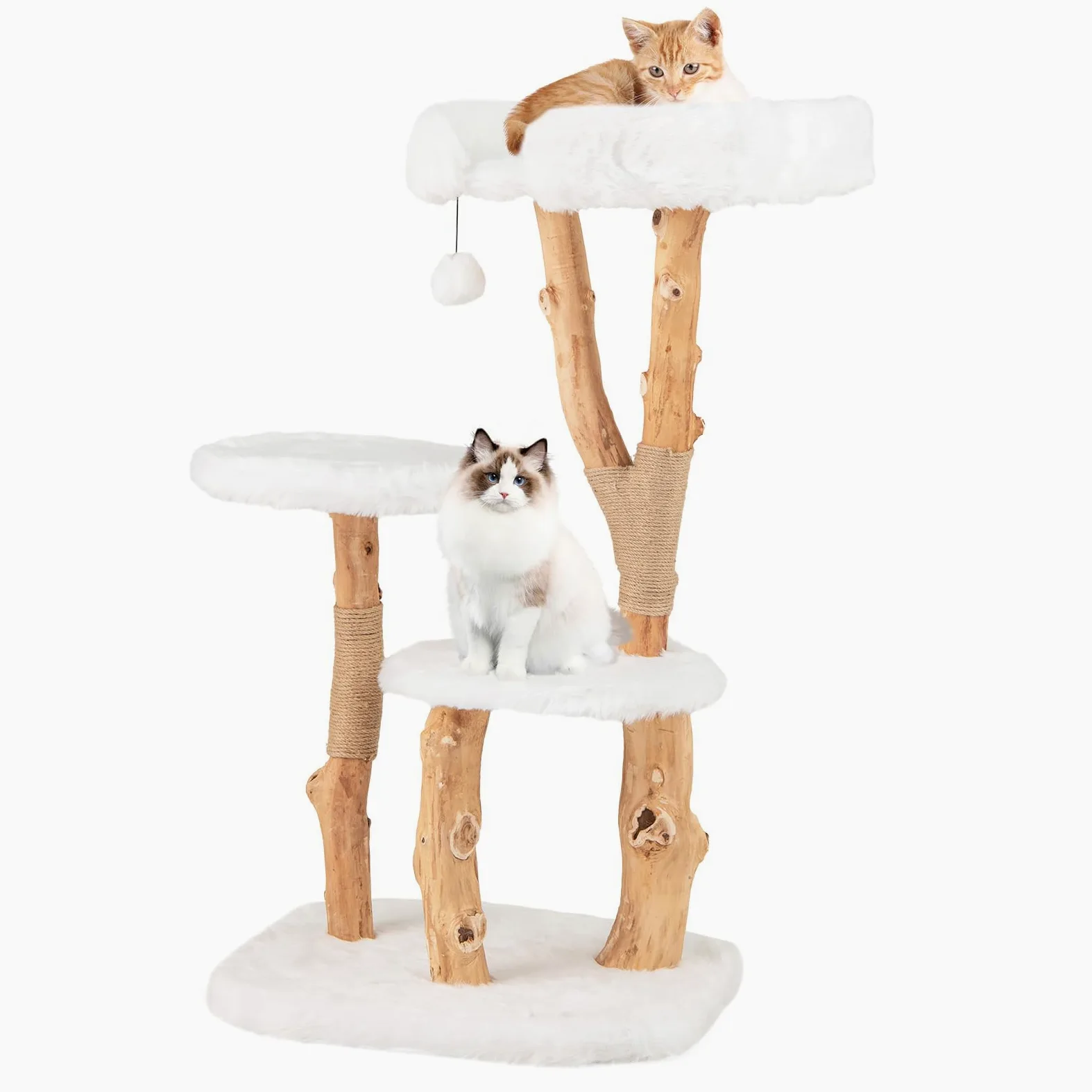 GYMAX Tiragraffi per Gatti, 59 x 49 x 110 cm, Sisal, in Legno Massiccio, Ideale per Gatti Adulti (Stile 3)